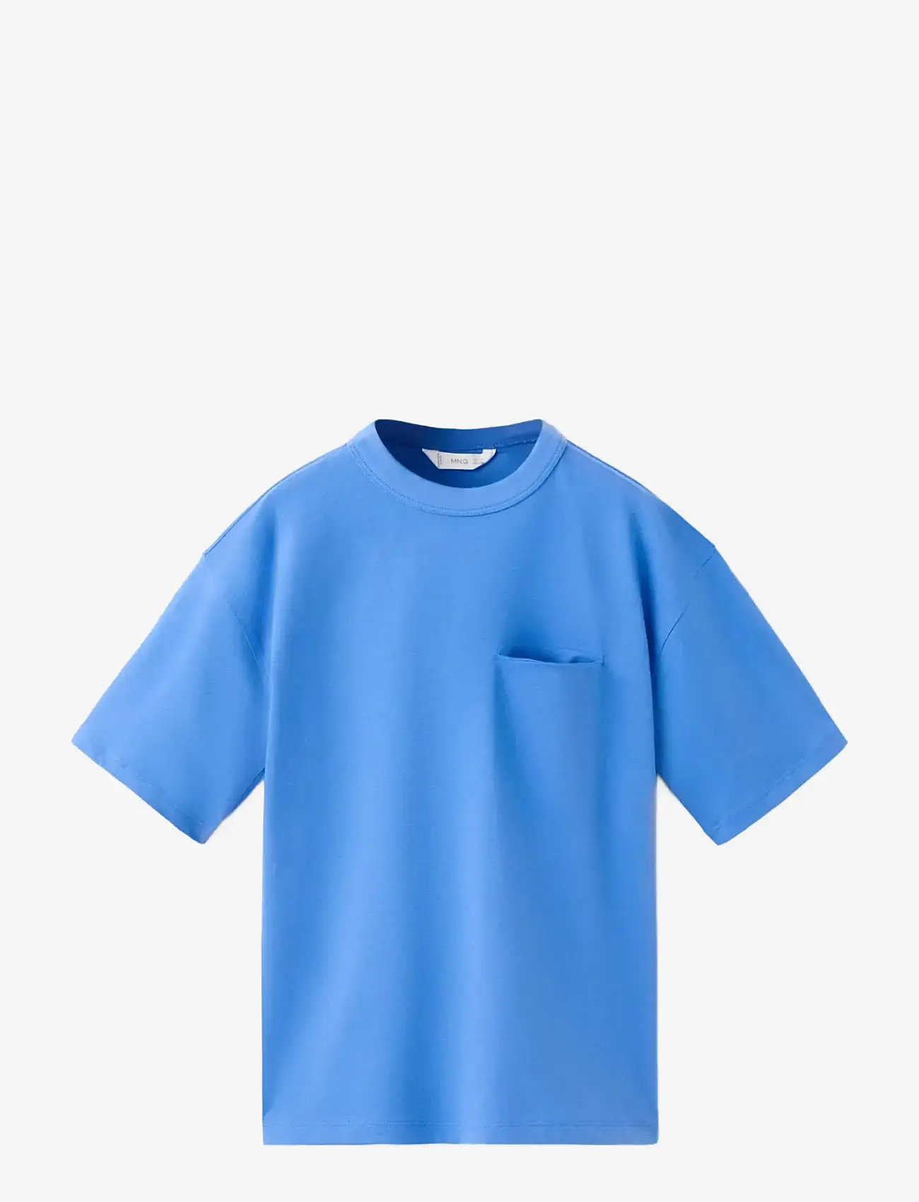 Mango - Cotton T-shirt with pocket detail - kortærmede t-shirts - medium blue - 0