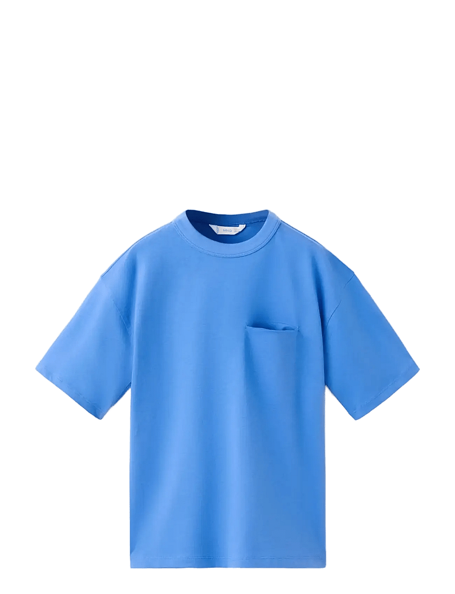 Mango - Cotton T-shirt with pocket detail - kortærmede t-shirts - medium blue - 0