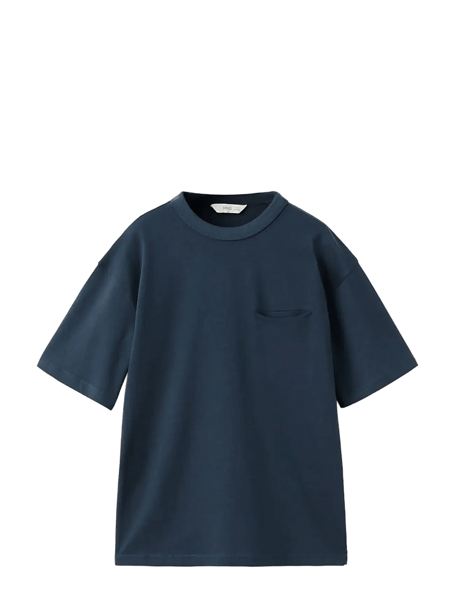 Mango - Cotton T-shirt with pocket detail - kortärmade t-shirts - navy - 1