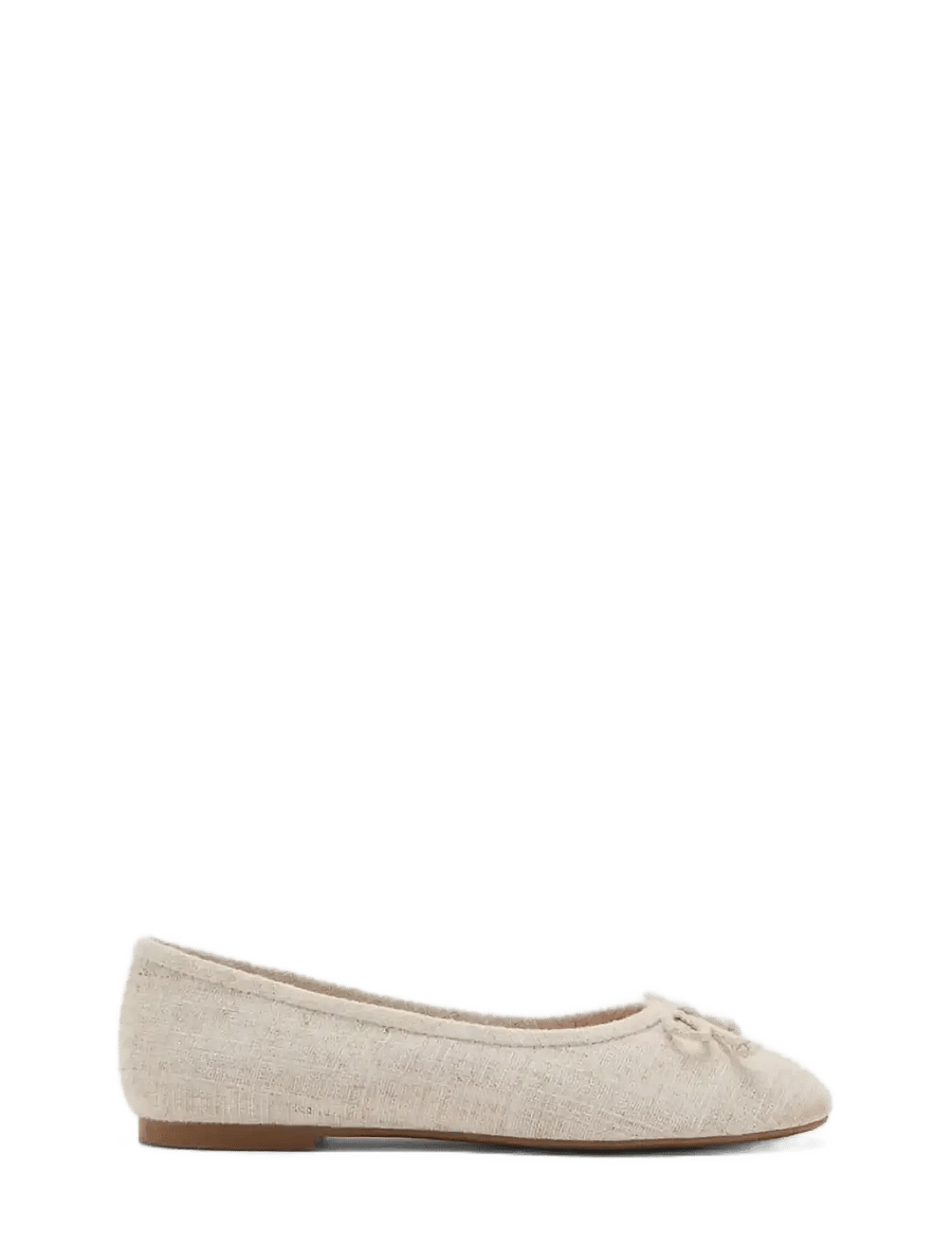 Mango - Linen ballerina flat with bow - ballerinaskor & slip-ons - lt pastel brown - 0