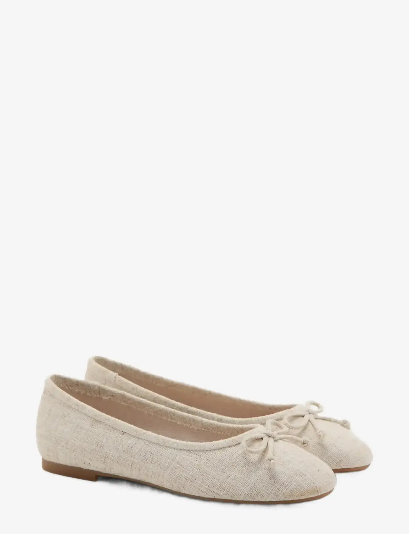 Mango - Linen ballerina flat with bow - lt pastel brown - 1
