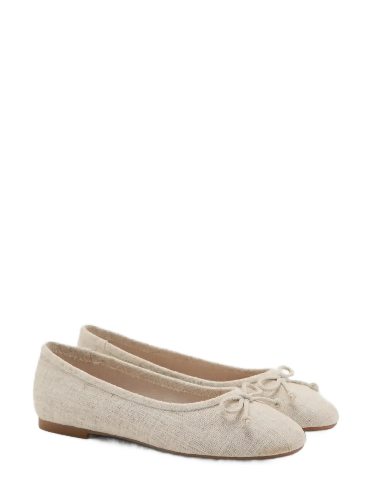 Mango - Linen ballerina flat with bow - ballerinaskor & slip-ons - lt pastel brown - 1