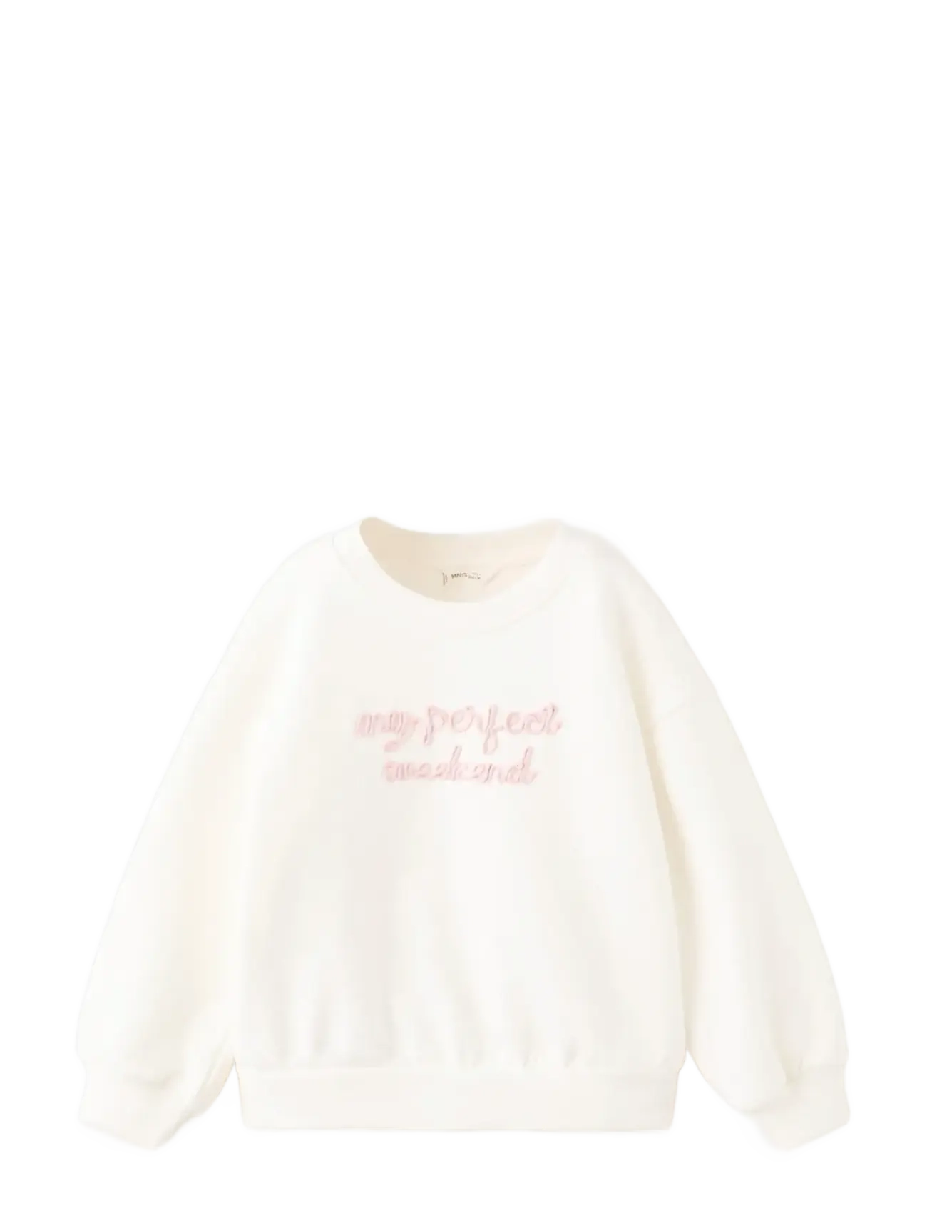 Mango Embroidered cotton sweatshirt - Oberteile - NATURAL WHITE / cream