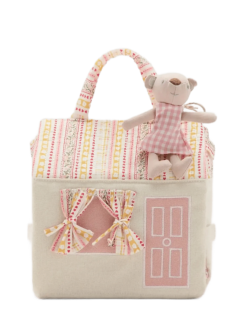 Mango - Bear cottage bag - kangaskassit & olkalaukut - lt-pastel pink - 0