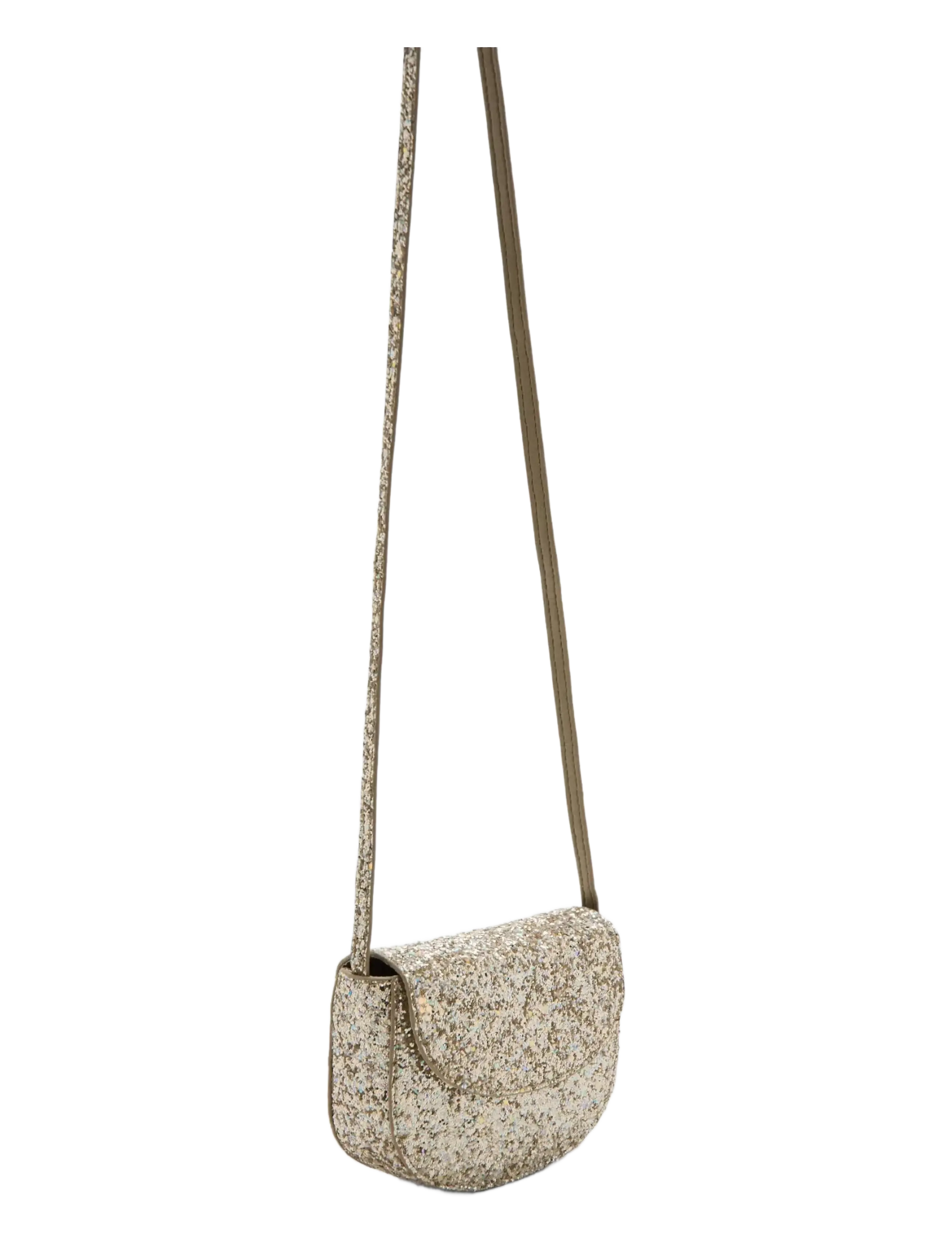 Mango - Glitter flap handbag - axelremsväskor - gold - 1