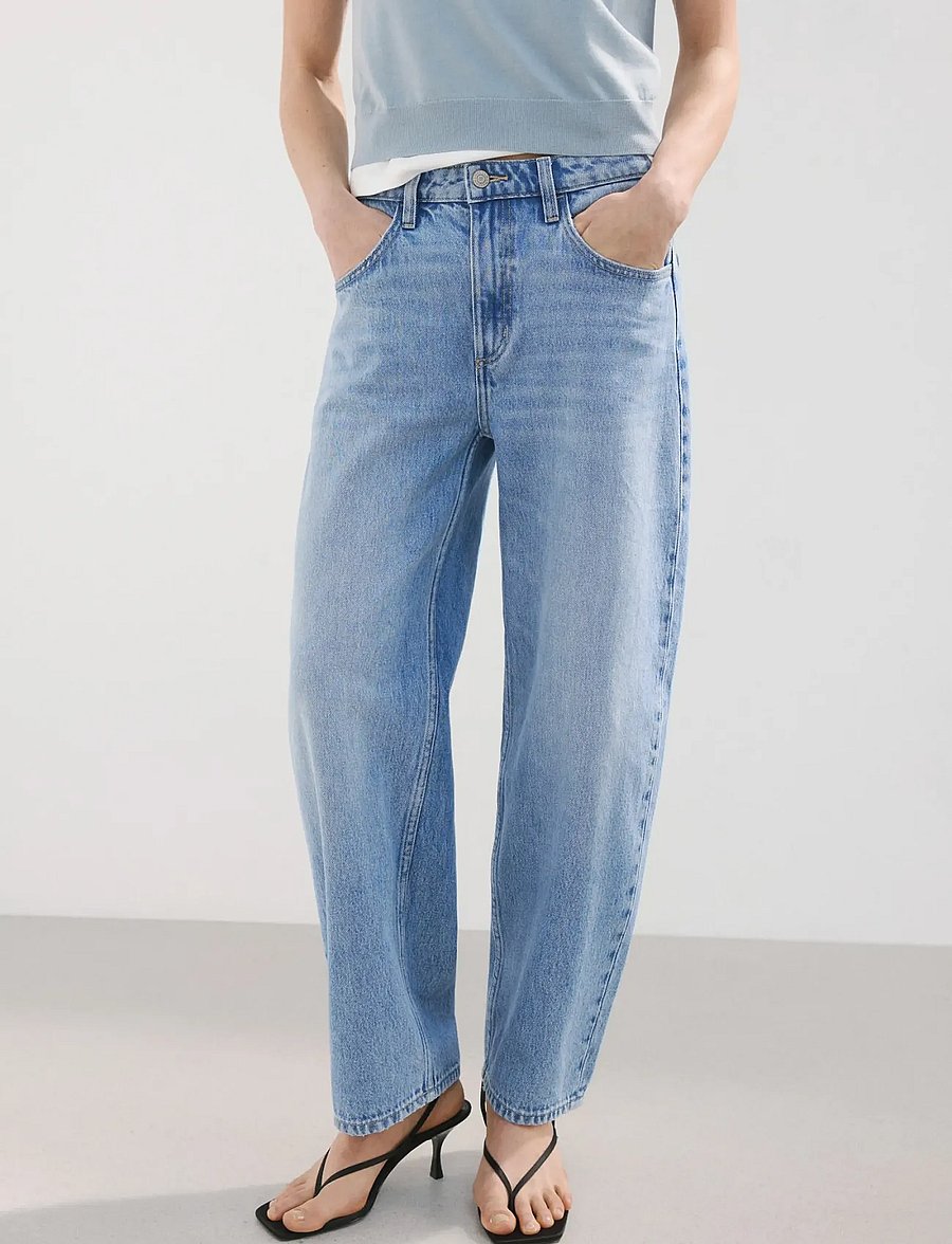 Mango - High-waisted barrel jeans - barrel jeans - open blue - 0