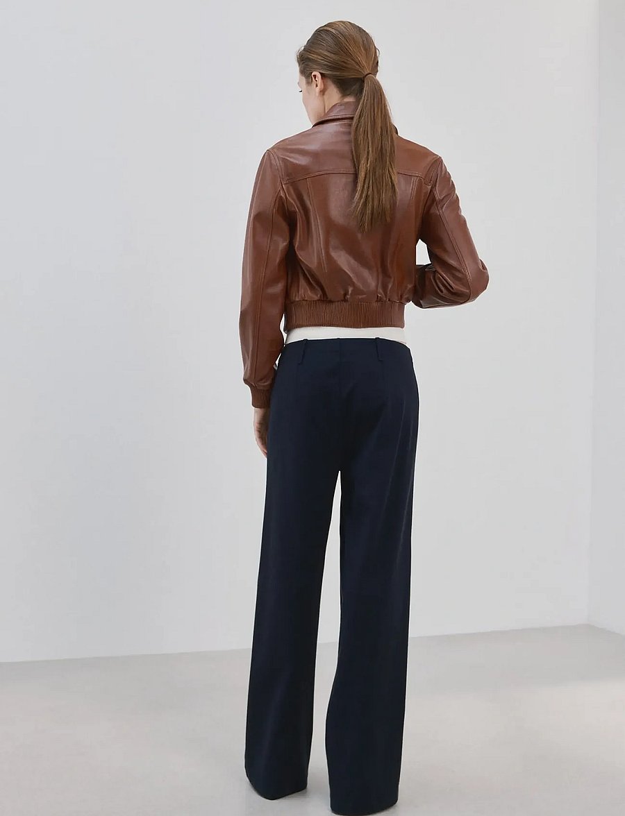 Mango - Straight lyocell trousers - vida byxor - navy - 2