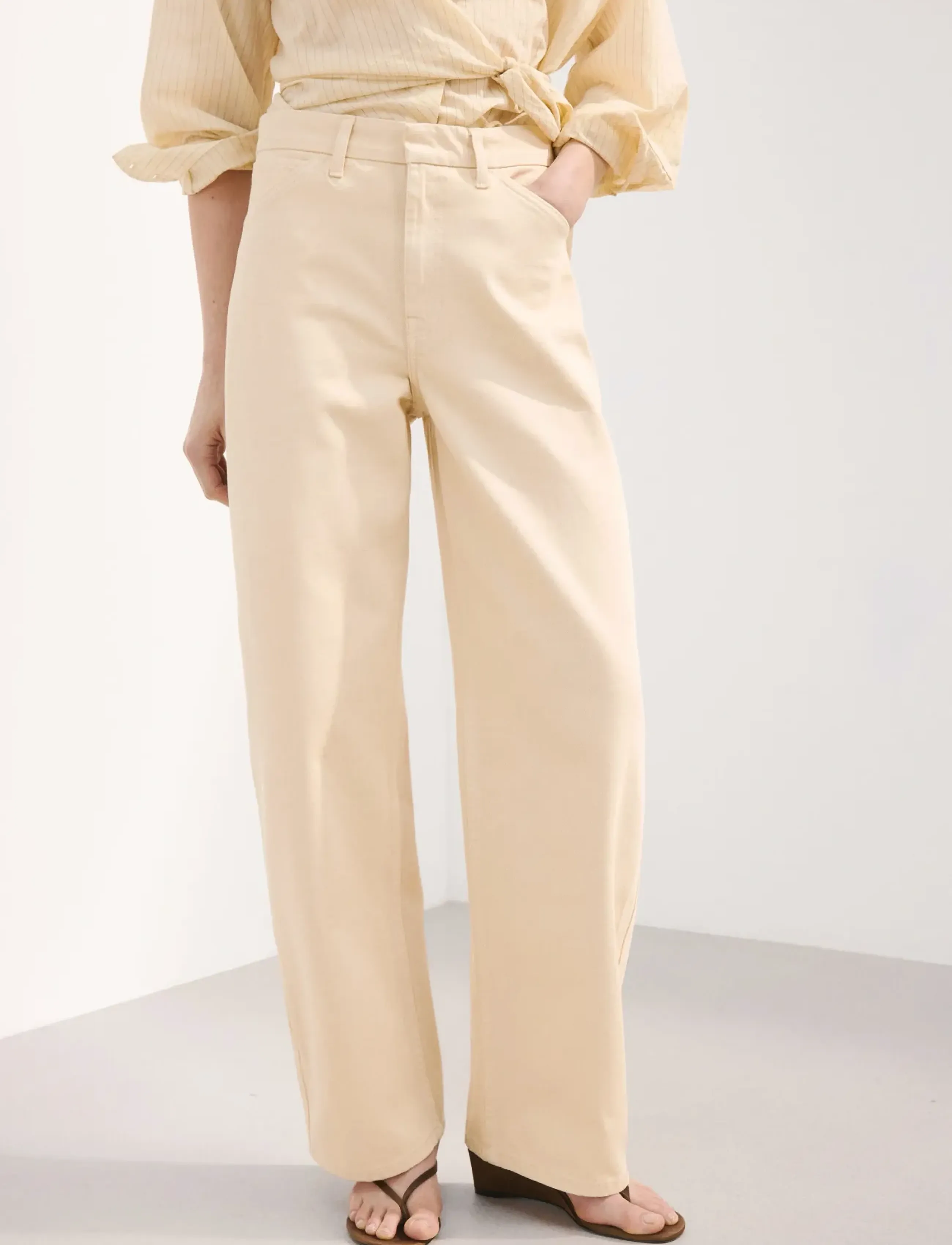 Mango Mid-Rise Balloon Jeans, Kvinder, Mellemhøj Ballon Jeans, Beige, Str: 40