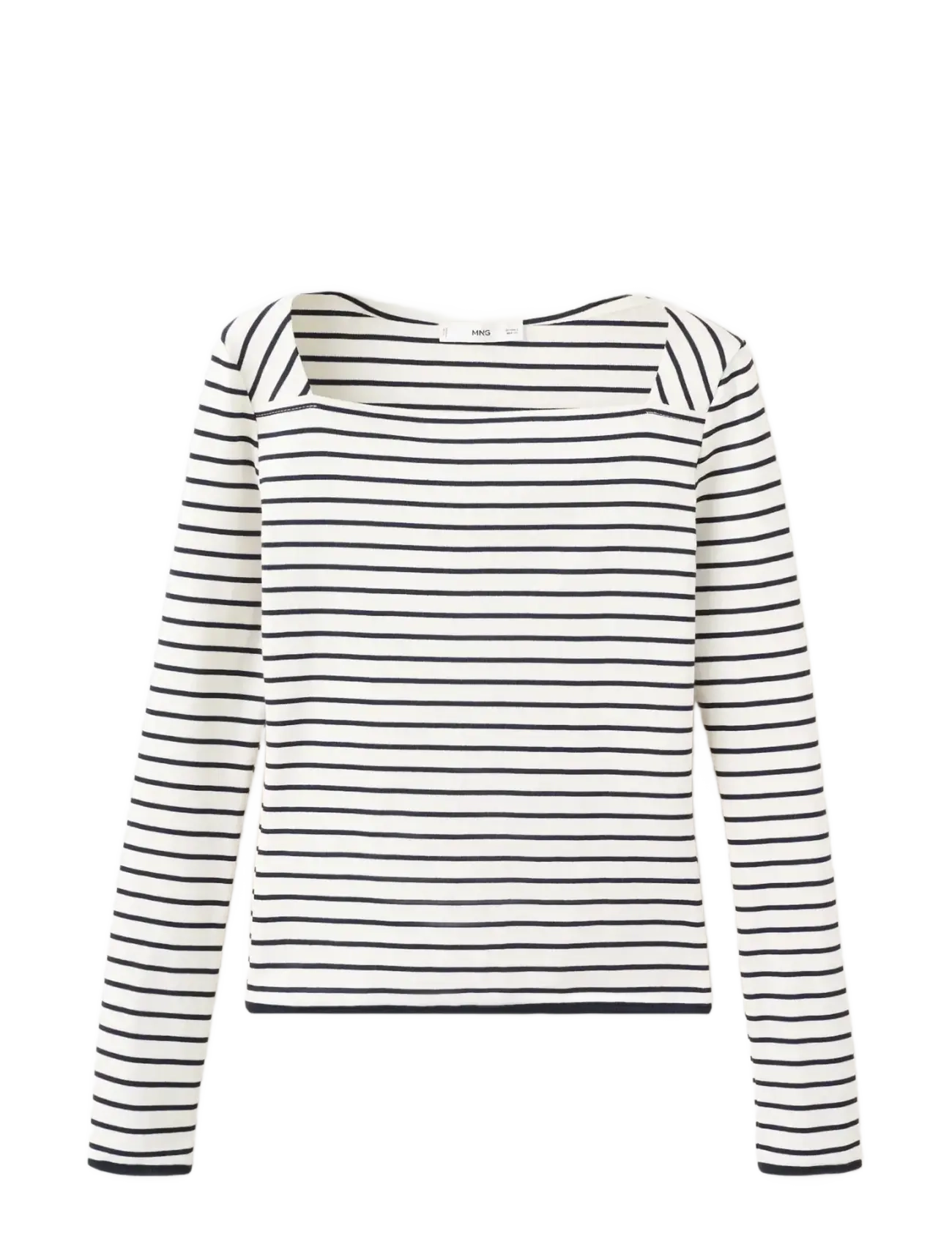 Mango Cotton boat neck t-shirt - Vaatteet - NATURAL WHITE / navy