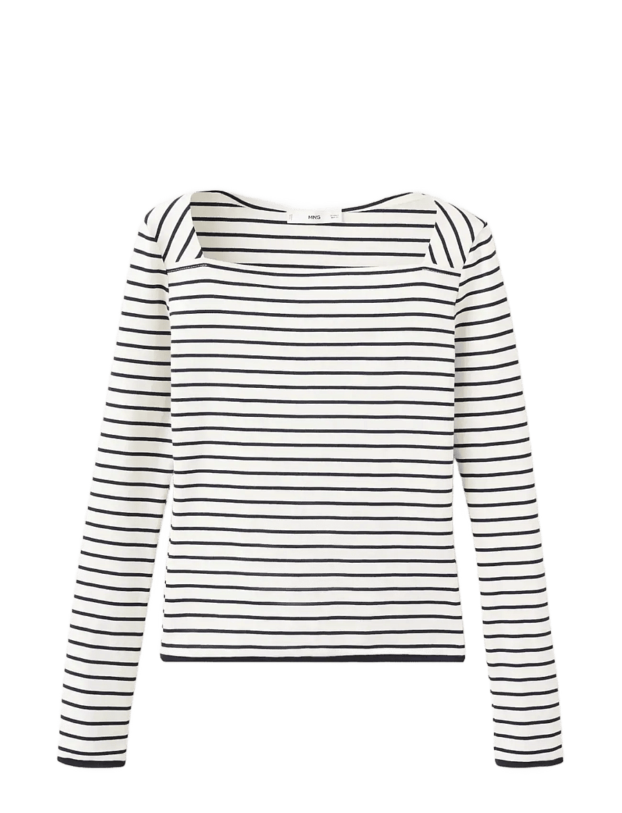 Mango - Cotton boat neck t-shirt - långärmade toppar - natural white - 1
