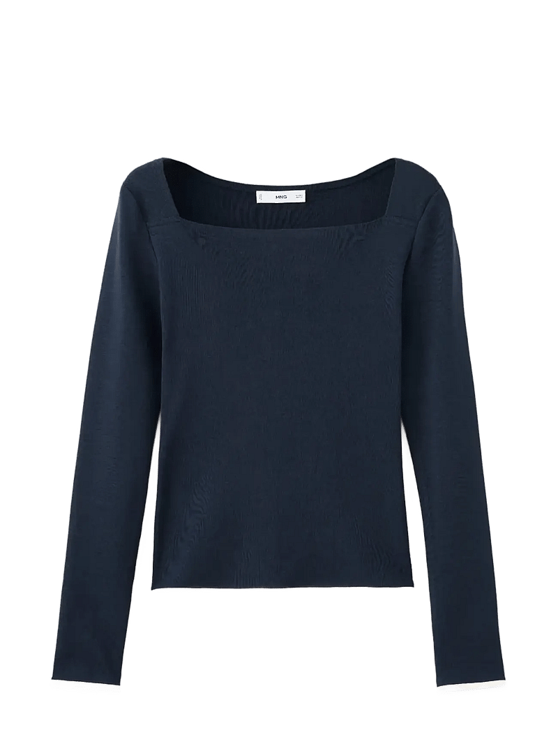 Mango - Cotton boat neck t-shirt - langærmede toppe - navy - 1