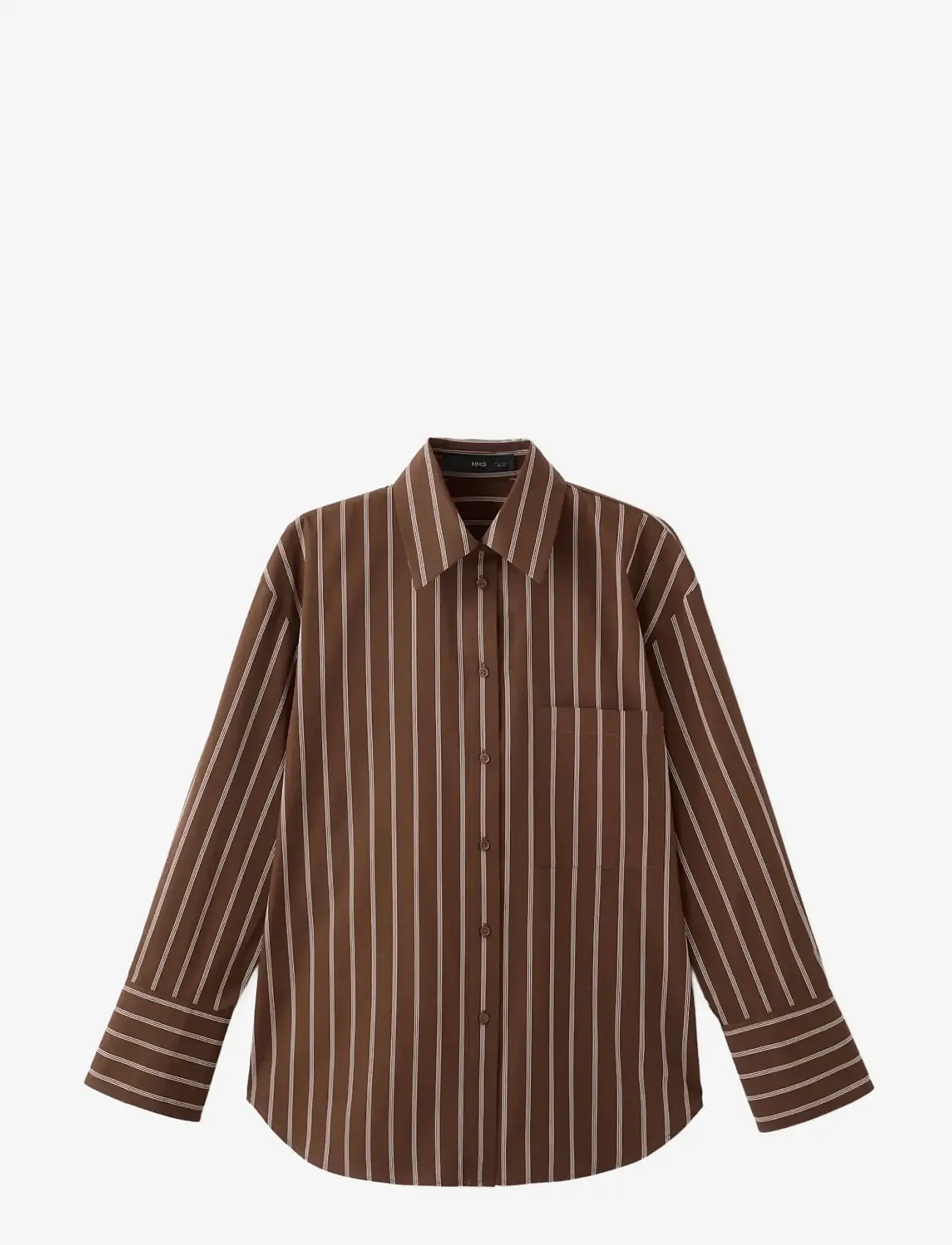 Mango - Pocket striped shirt - langærmede skjorter - brown - 1