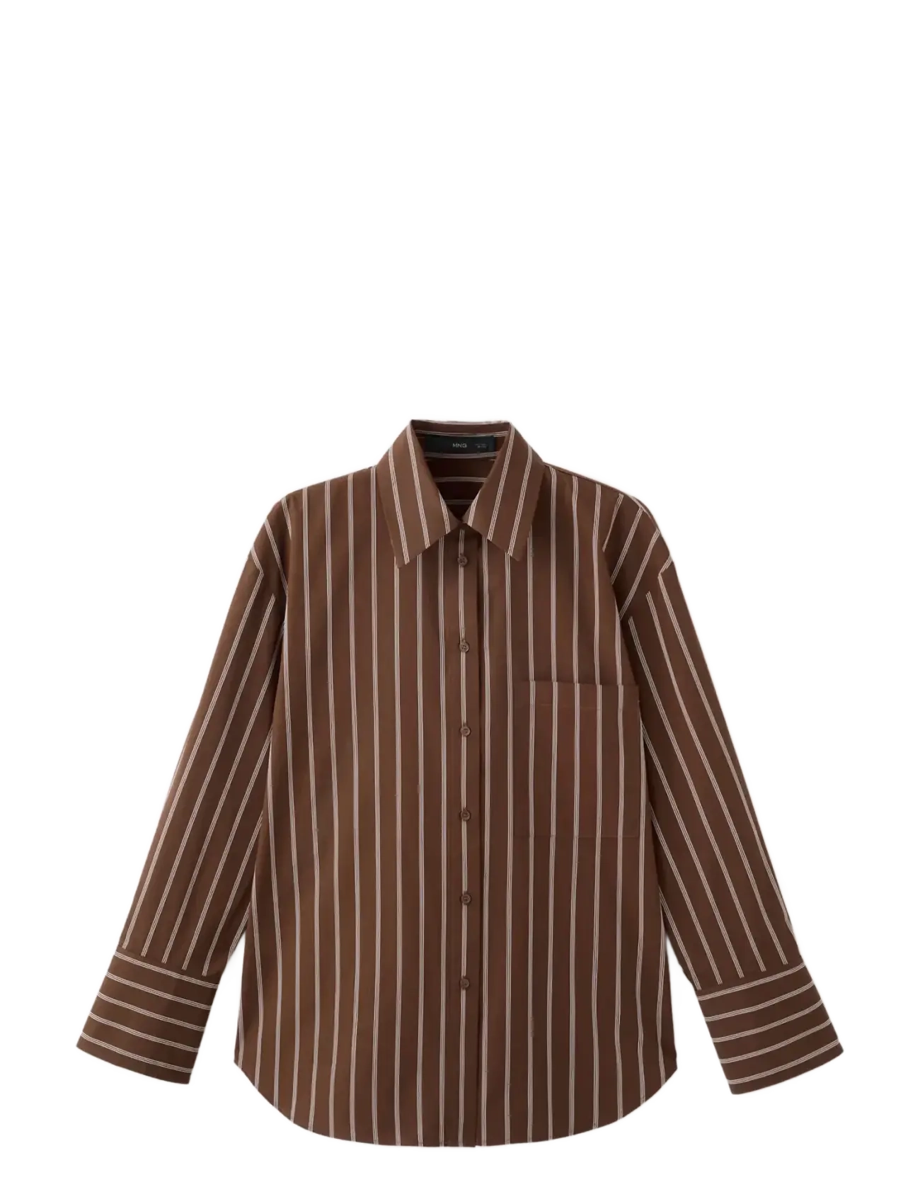 Mango Pocket striped shirt - Transitional Layering - BROWN / brown