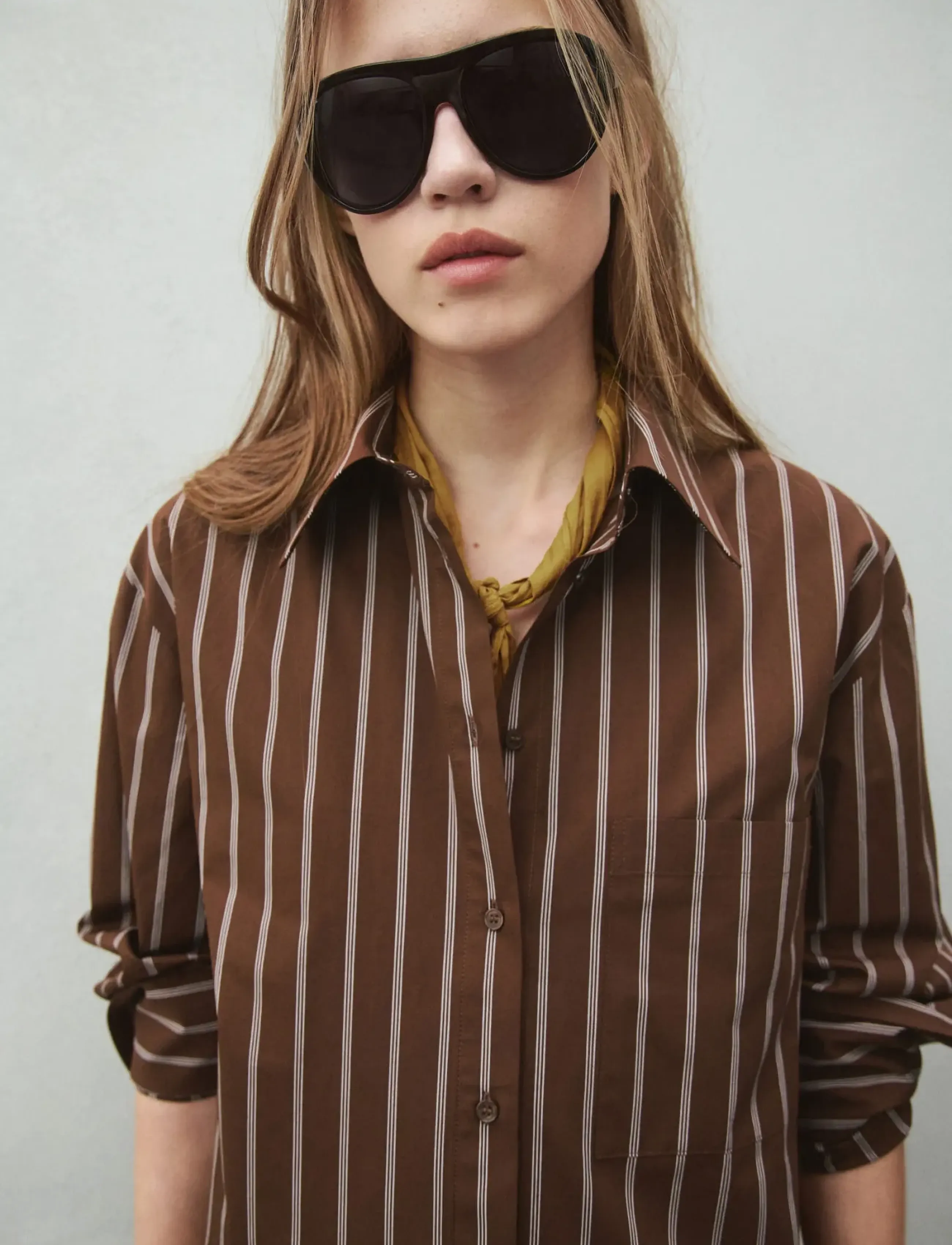 Mango Pocket striped shirt - Kläder - BROWN / brown