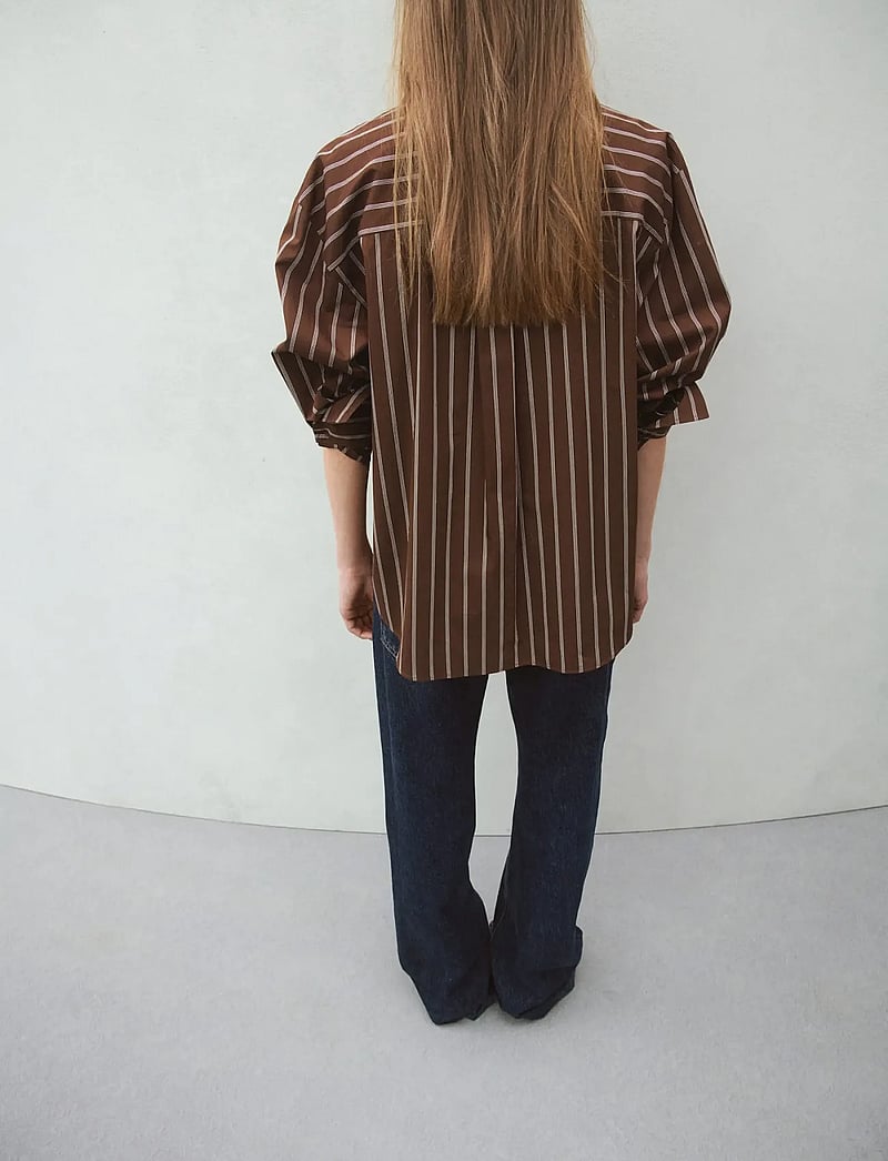 Mango - Pocket striped shirt - langærmede skjorter - brown - 2