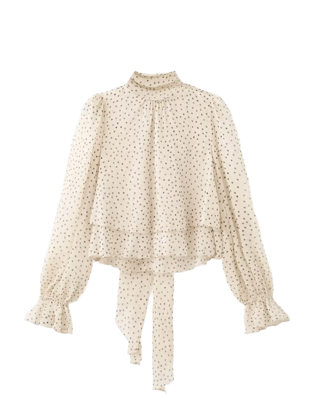 MANGO Bow Polka-Dot Bluse Beige - L - Damen