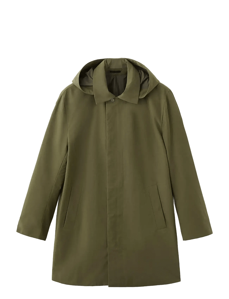 Mango - Water-repellent parka with removable hood - parkas - dark green - 1