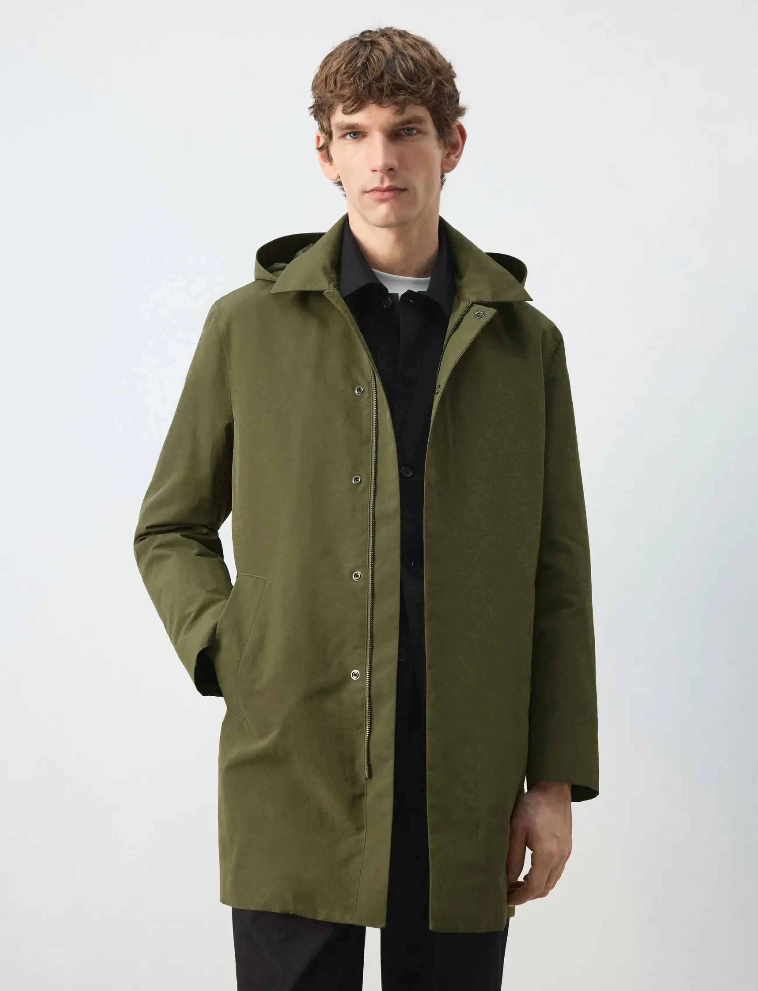 Mango Water-Repellent Parka With Removable Hood, M, Khaki green, Jakker > Parkaer, Herre
