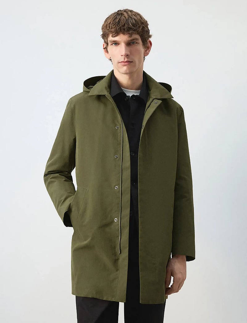 Mango - Water-repellent parka with removable hood - parkas - dark green - 0