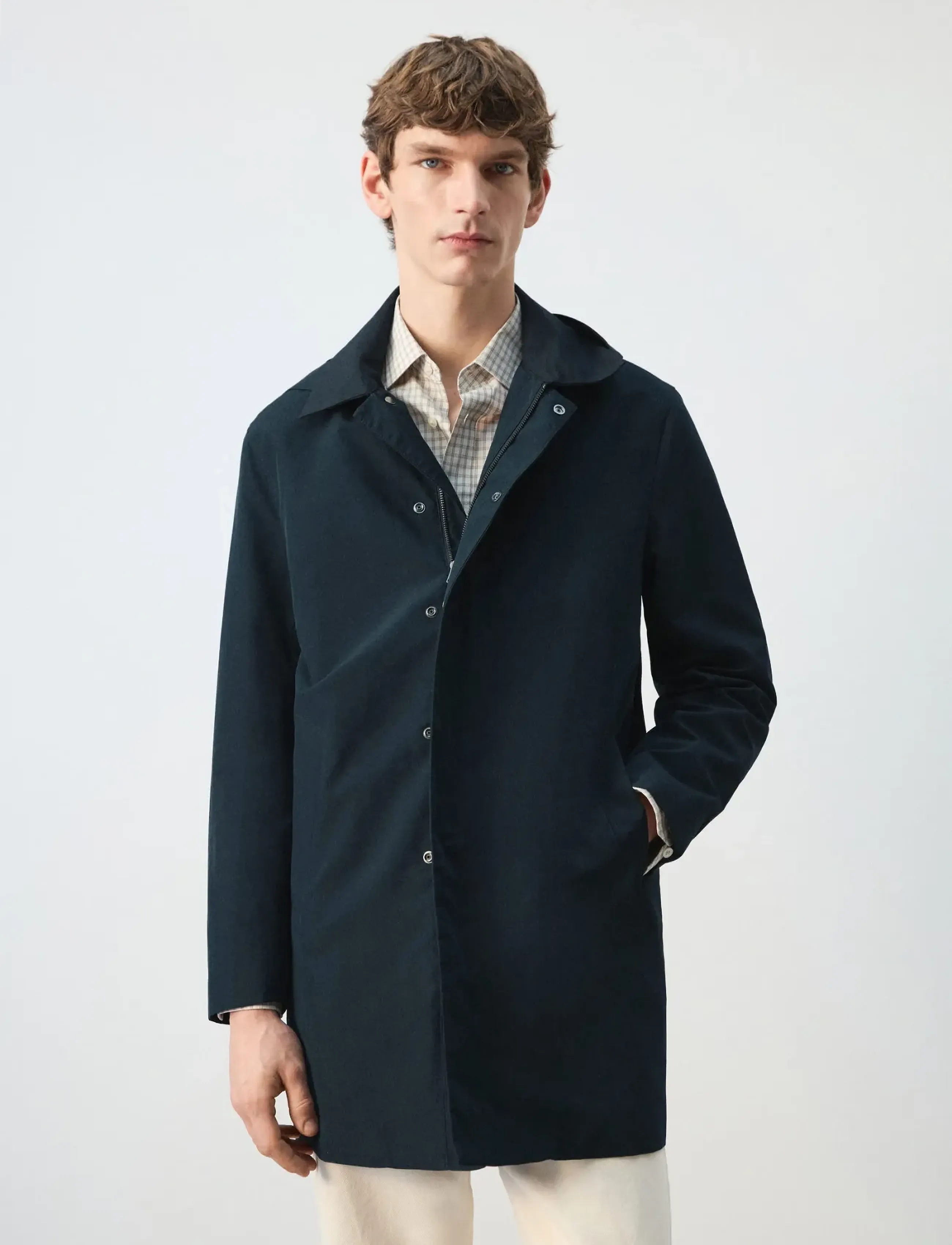 Mango Water-Repellent Parka With Removable Hood, M, Navy, Jakker > Parkaer, Herre
