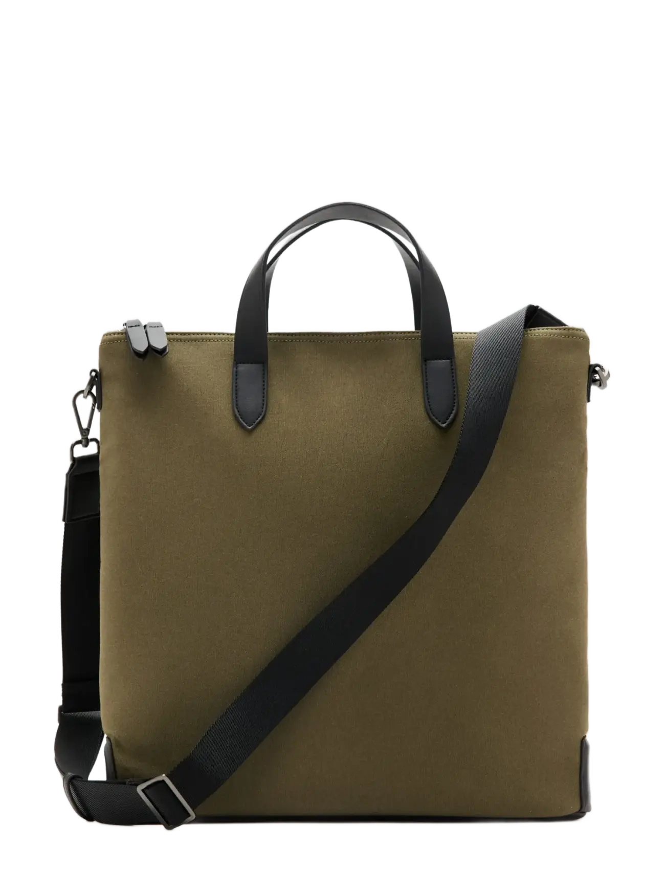 Mango 100% cotton tote bag with adjustable strap - Mango - BEIGE - KHAKI / khaki/green