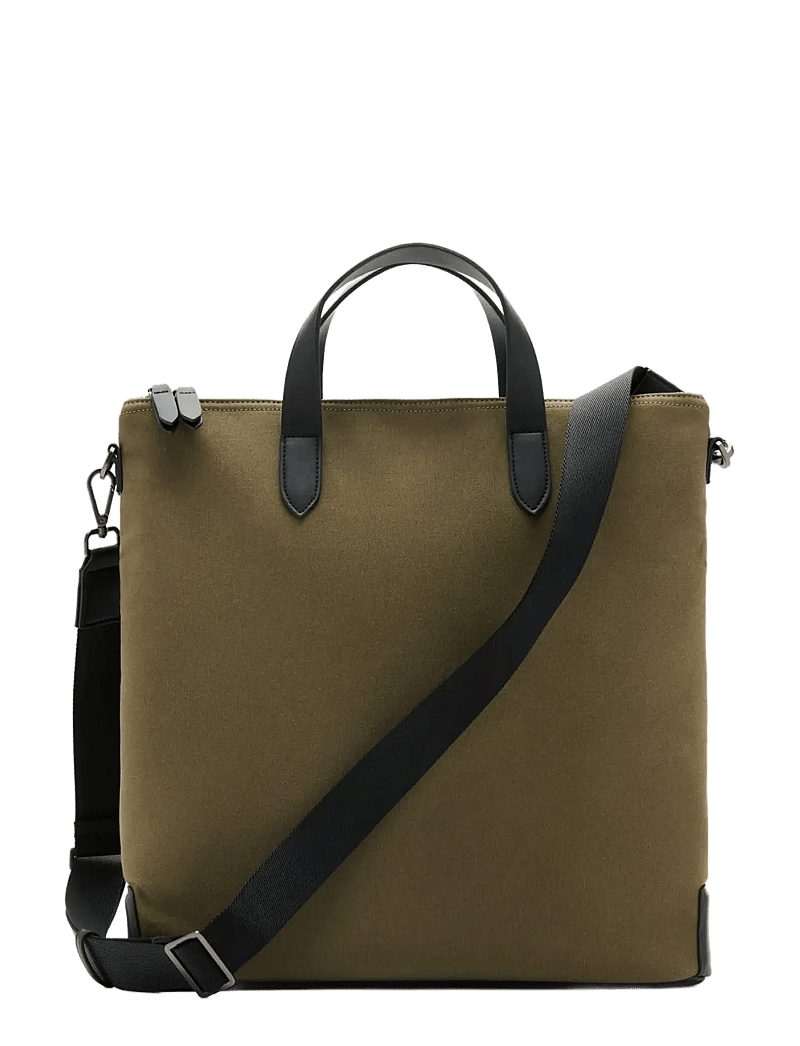 Mango - 100% cotton tote bag with adjustable strap - kollektioner - beige - khaki - 0