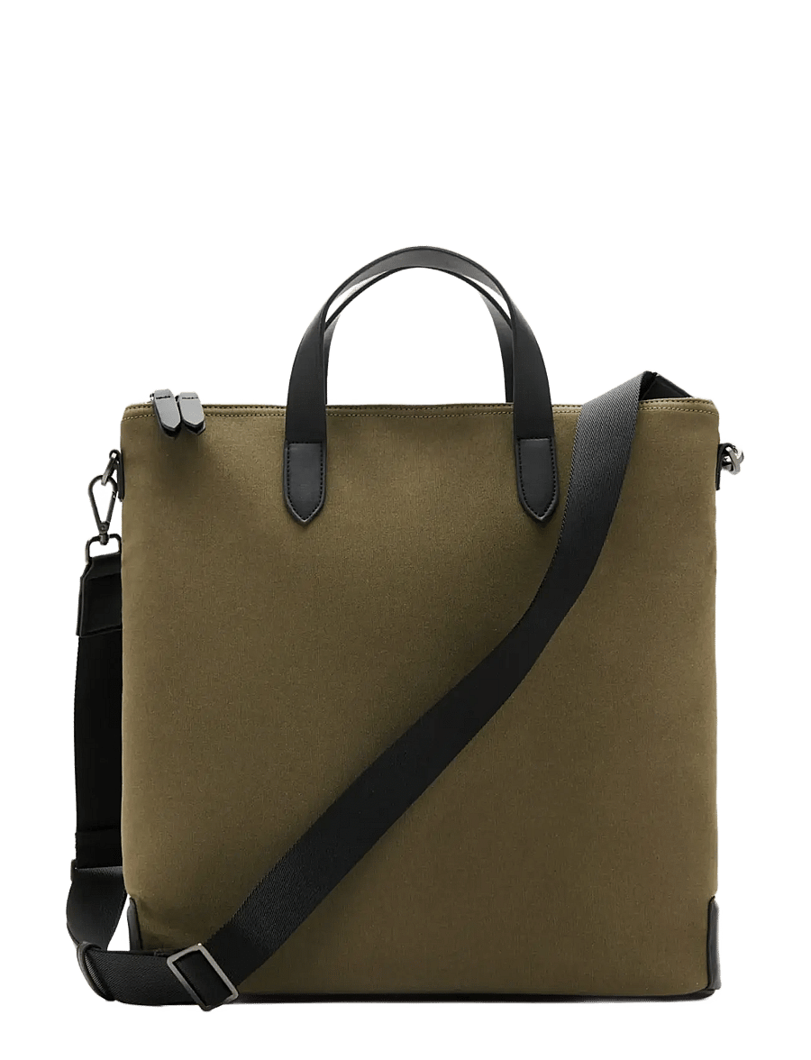 Mango - 100% cotton tote bag with adjustable strap - kollektionen - beige - khaki - 0