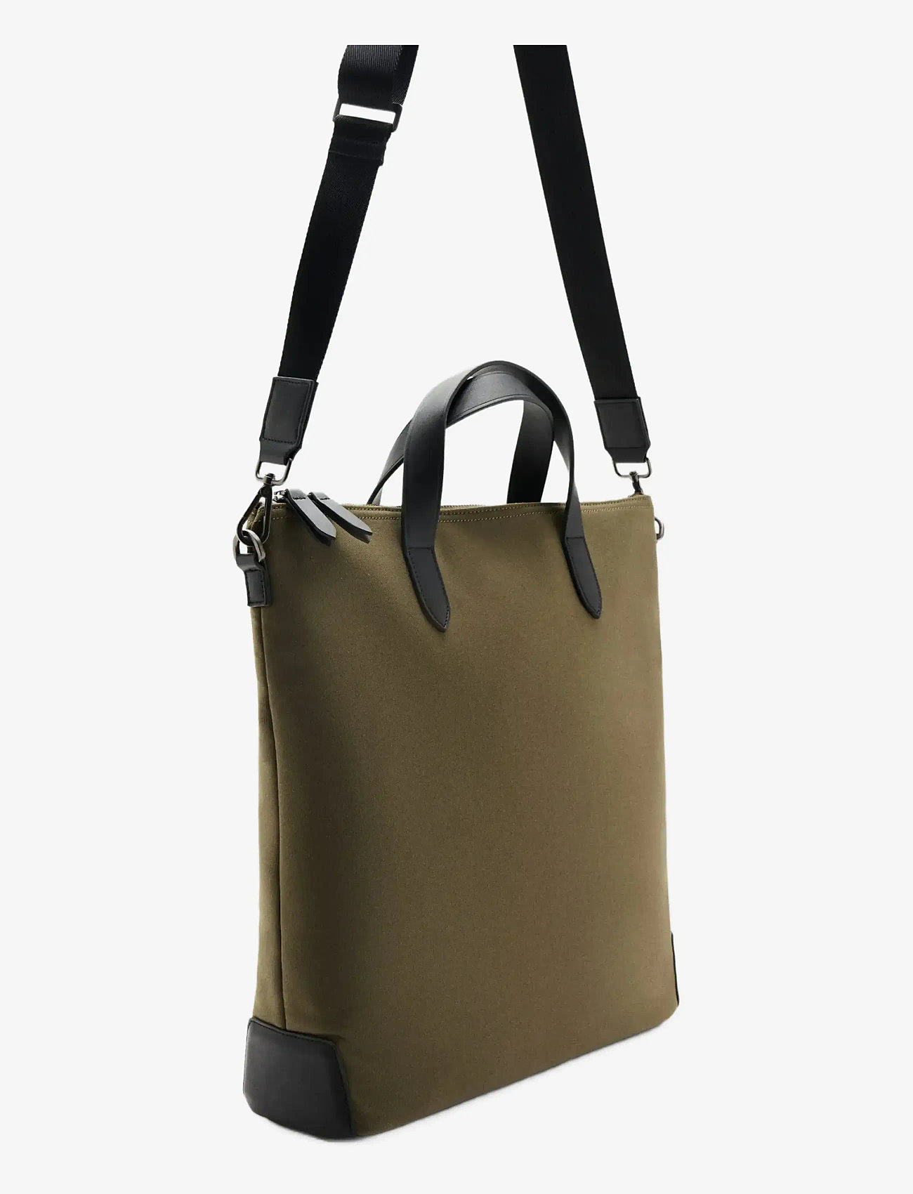 Mango - 100% cotton tote bag with adjustable strap - crossbody bags - beige - khaki - 1