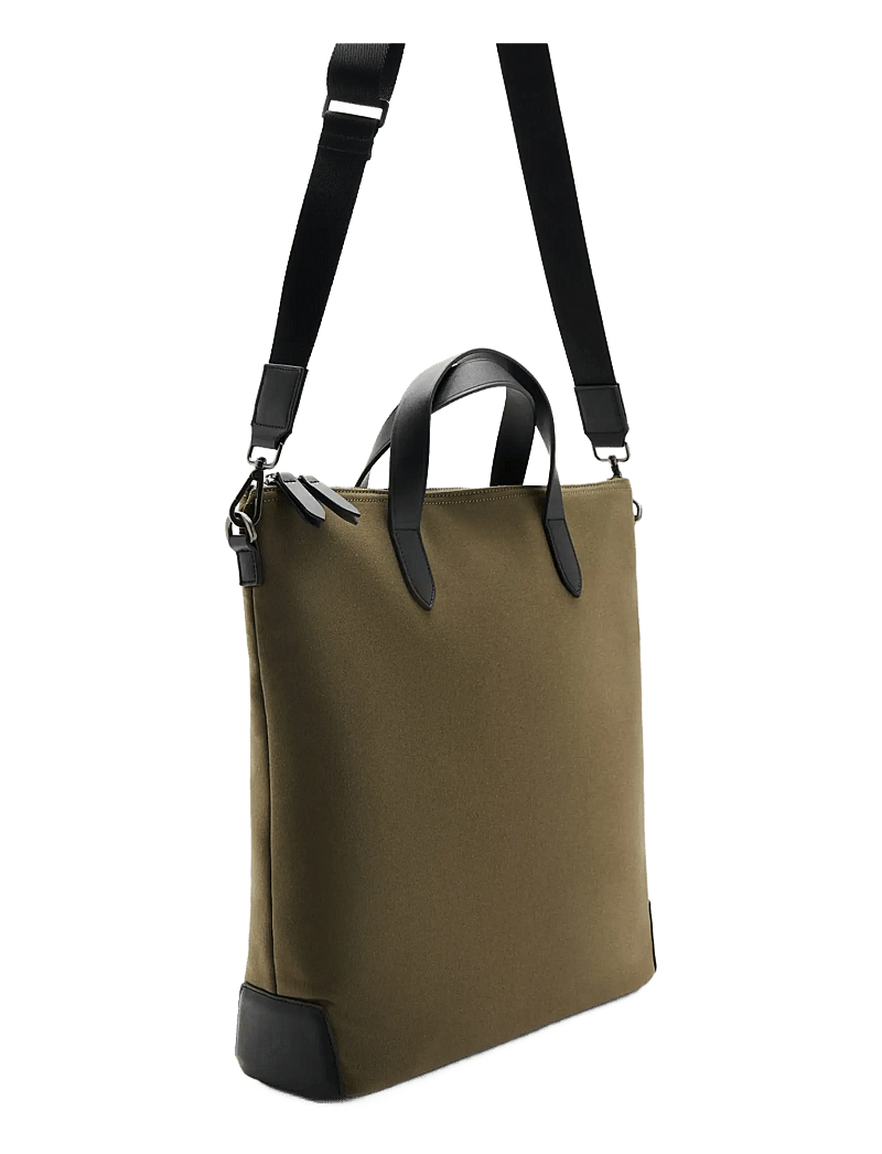 Mango - 100% cotton tote bag with adjustable strap - kollektioner - beige - khaki - 1