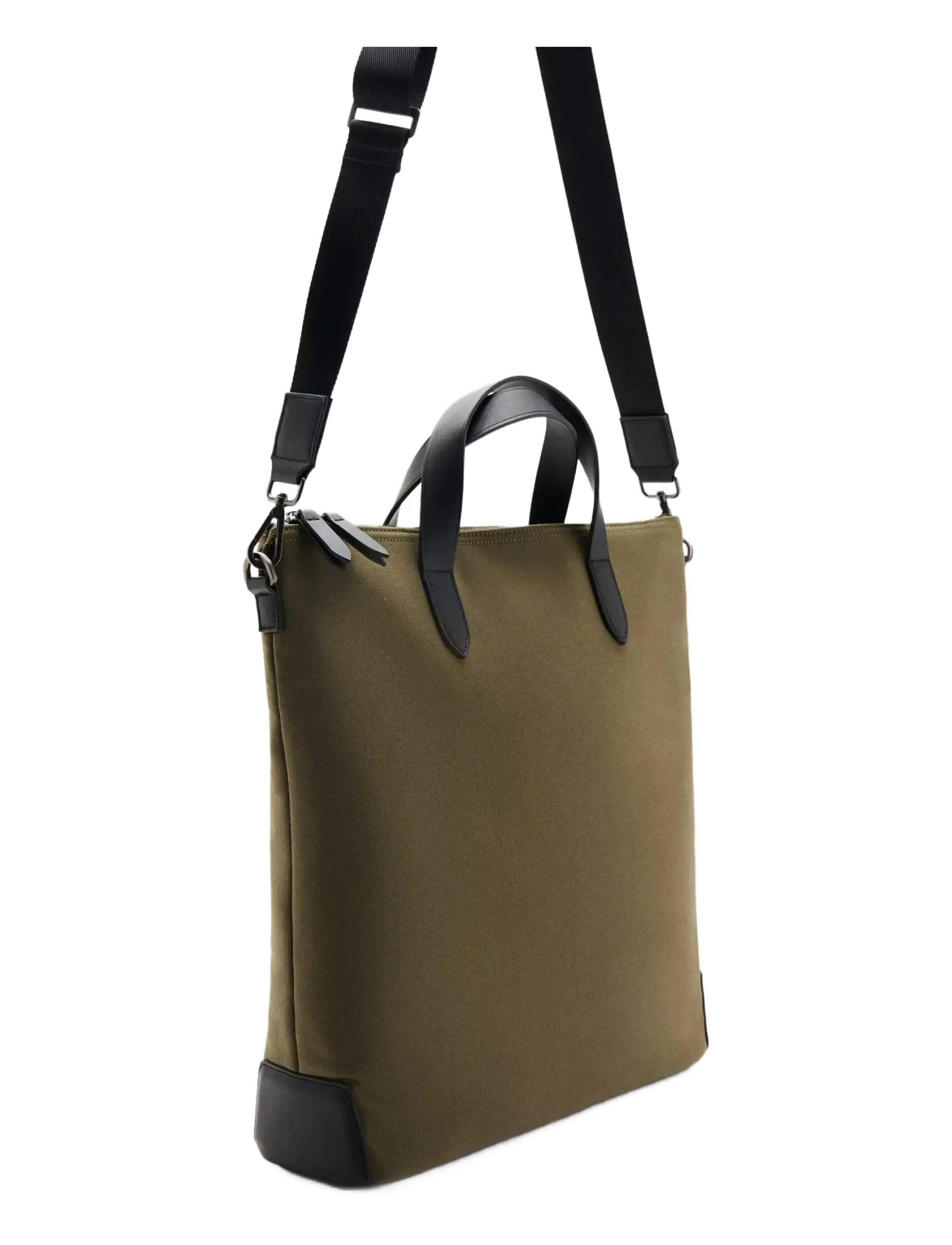 Mango - 100% cotton tote bag with adjustable strap - crossbody bags - beige - khaki - 1