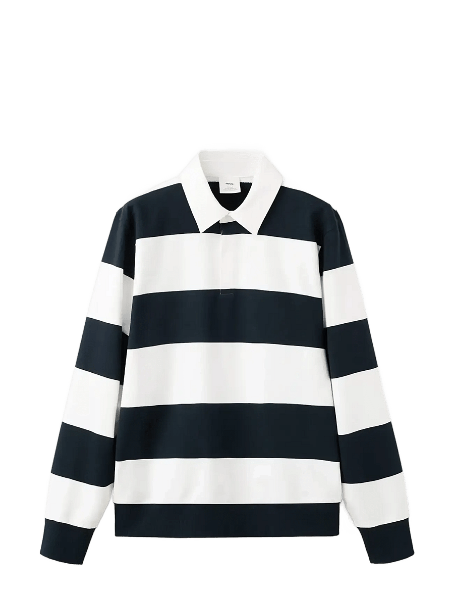 Mango - Striped polo sweatshirt in 100% cotton - kollektioner - white - 1