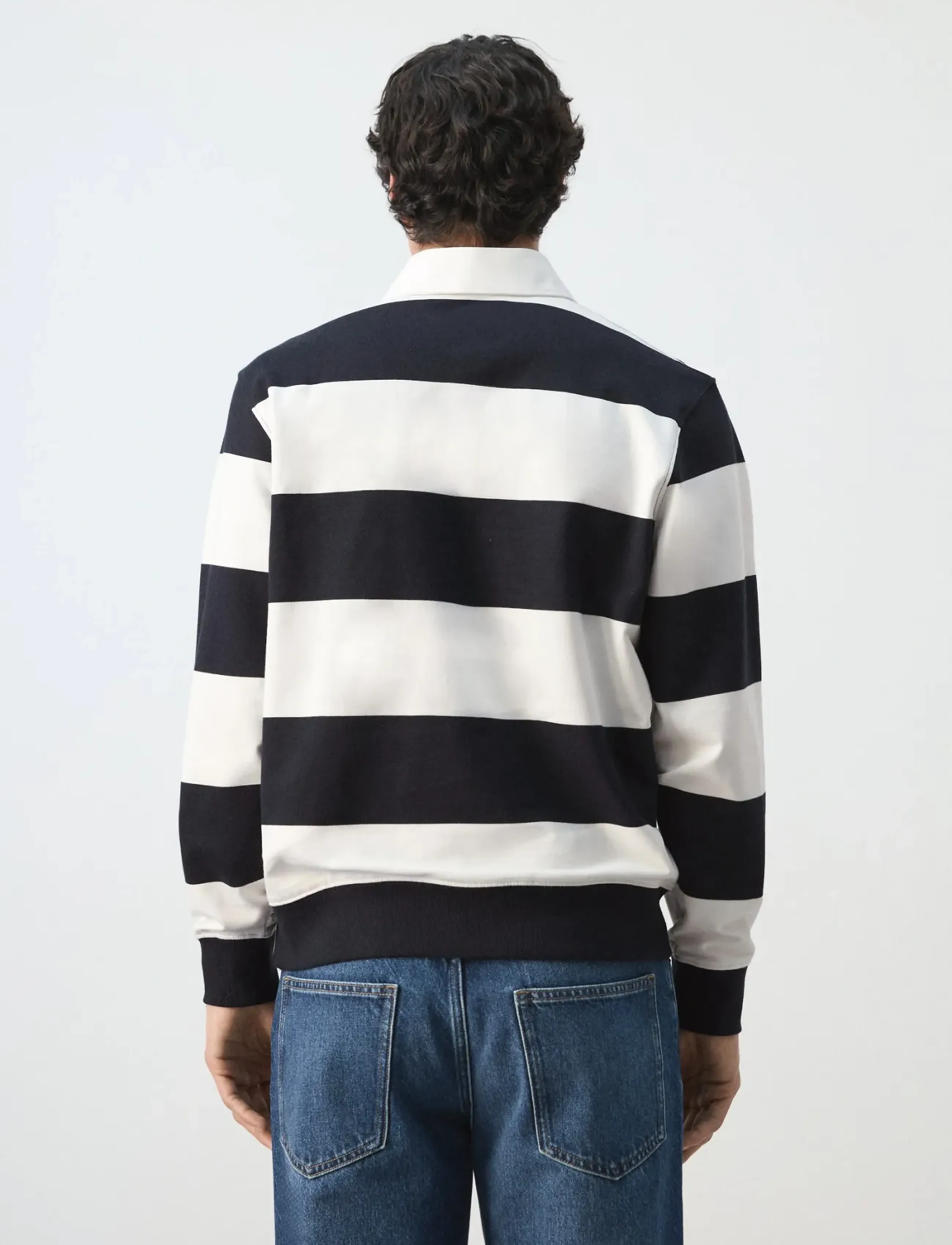 Mango - Striped polo sweatshirt in 100% cotton - sweatshirts - white - 2
