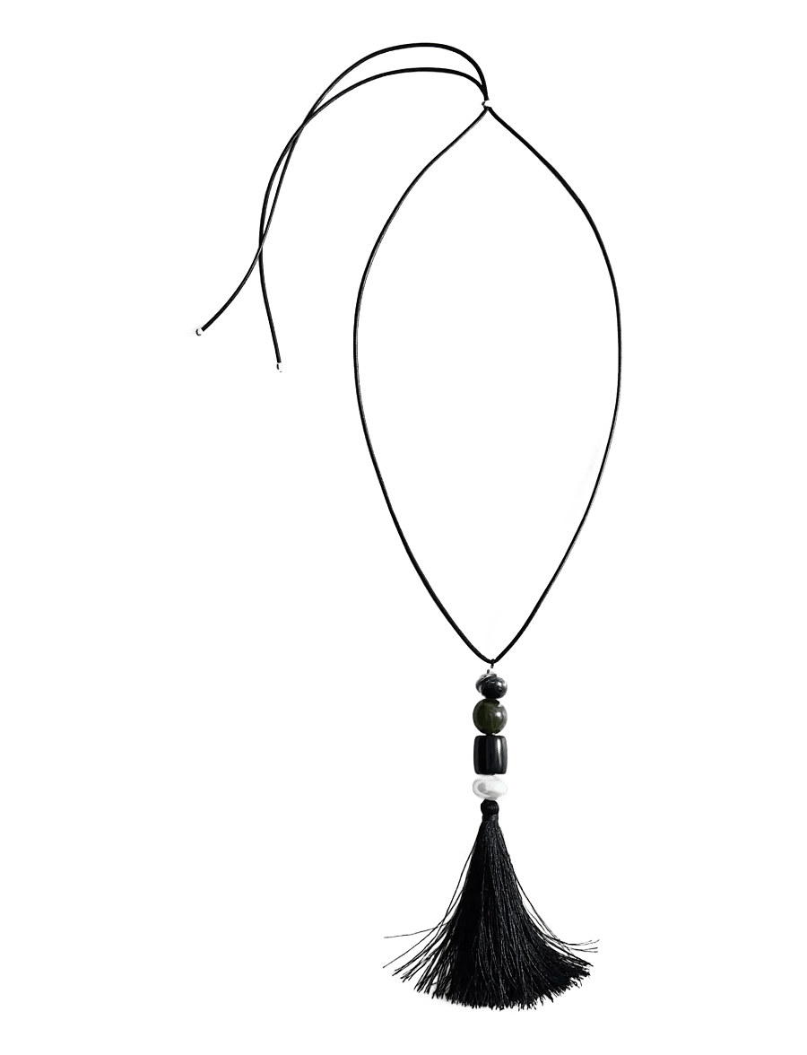 Mango - Fringed bead necklace - statement halskæder - silver - 0