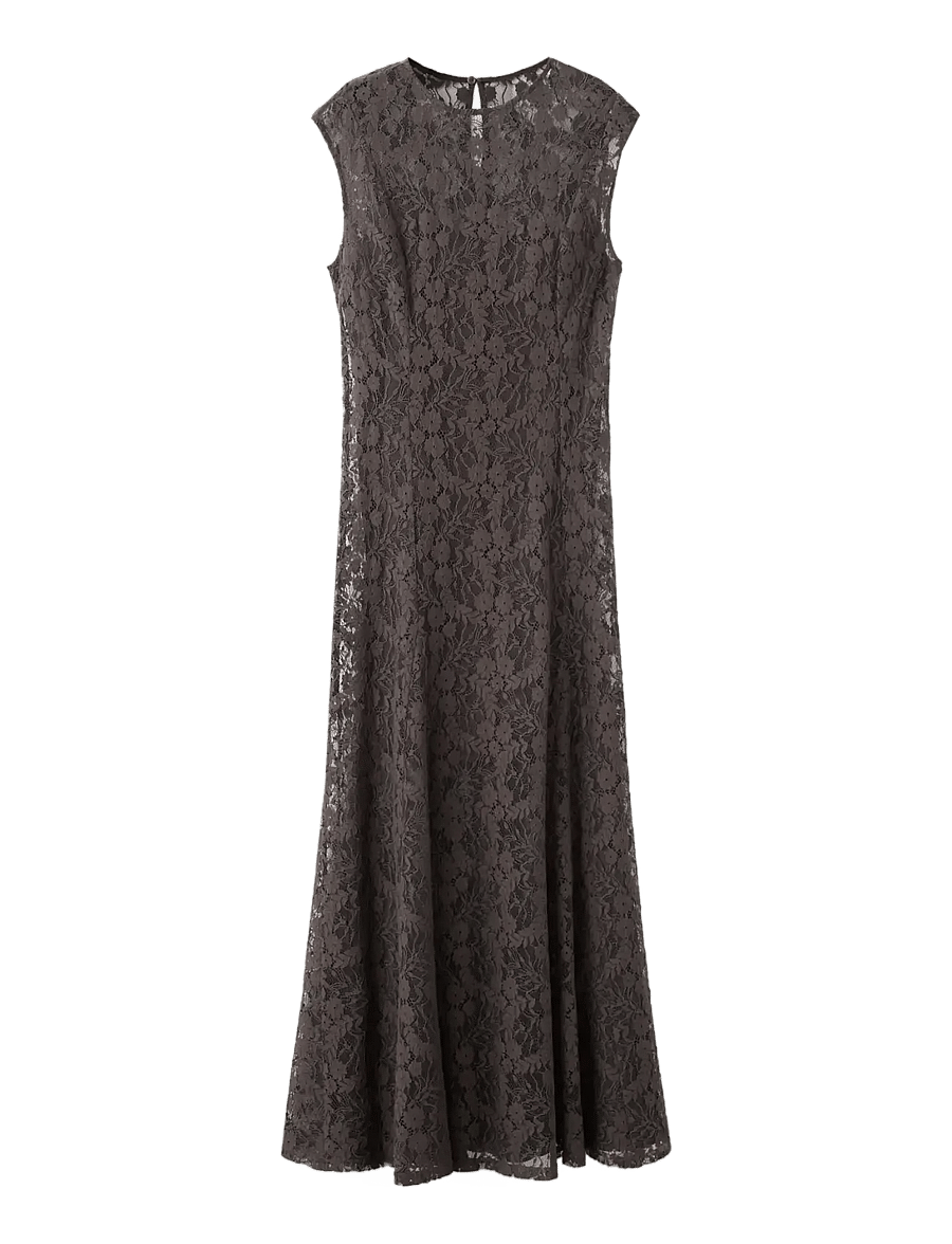 Mango - Combined lace dress - blondekjoler - brown - 1