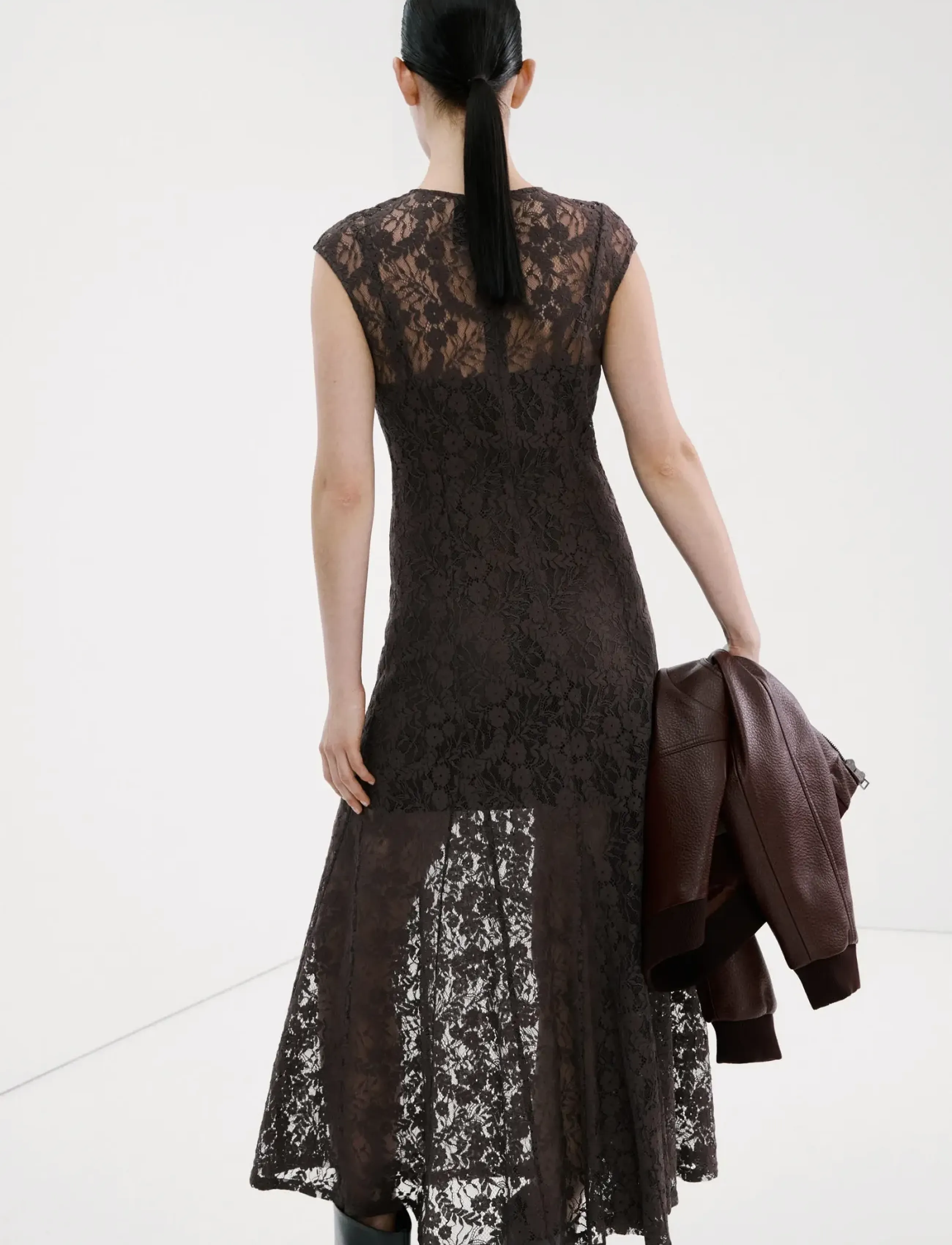 Mango - Combined lace dress - blondekjoler - brown - 2