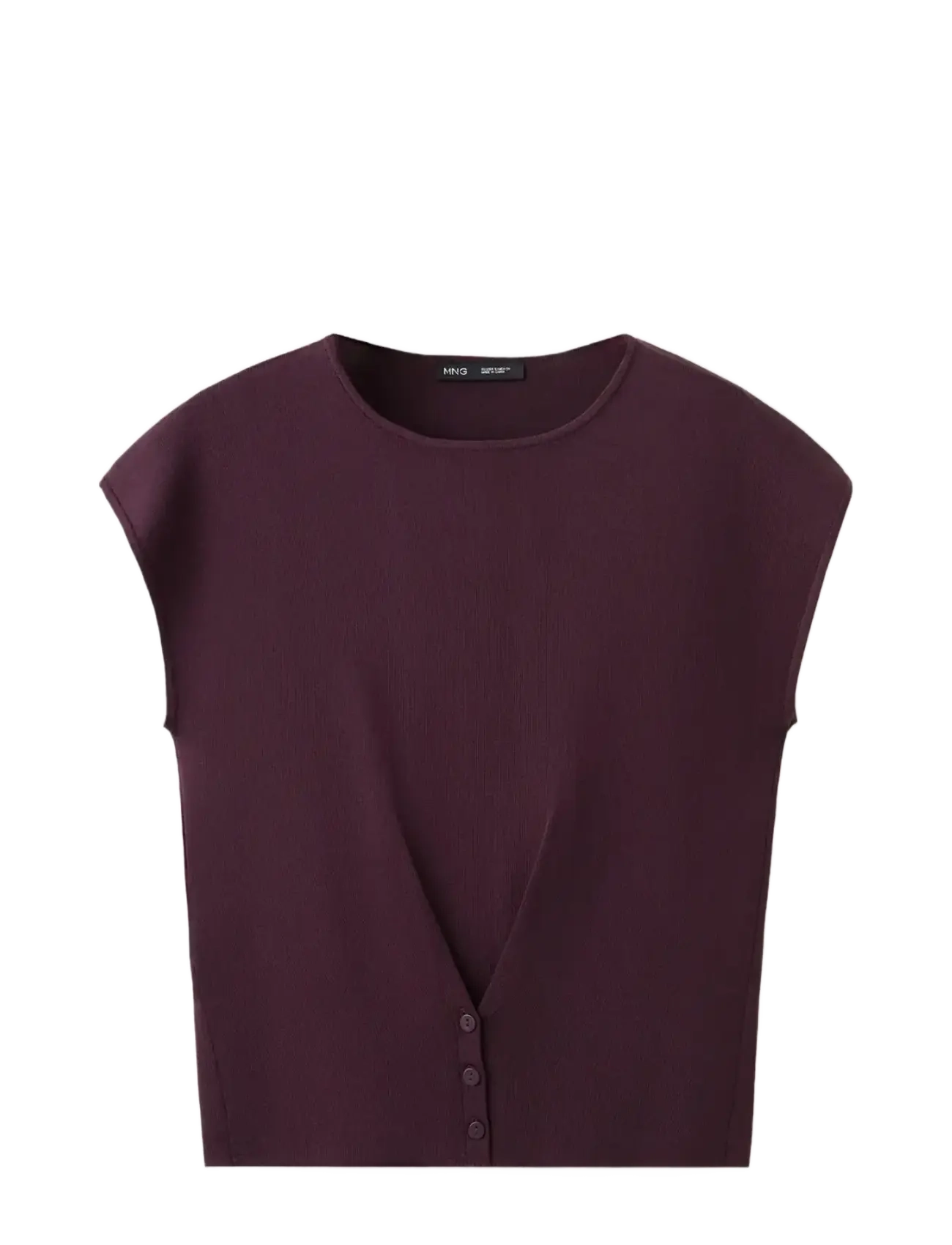 MANGO Buttoned Knit Oberteil Burgundy - M - Damen