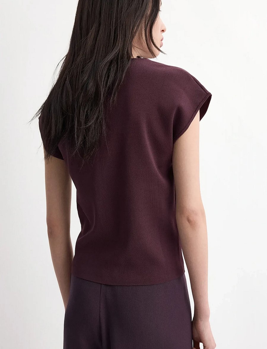 Mango - Buttoned knit top - linnen - dark red - 2