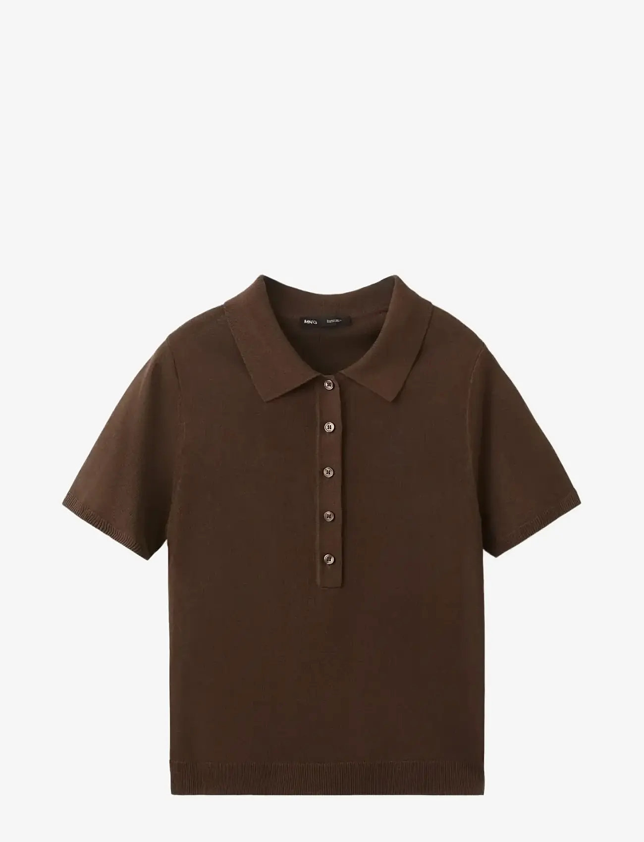 Mango - Knitted polo-neck sweater - poloer - dark brown - 1