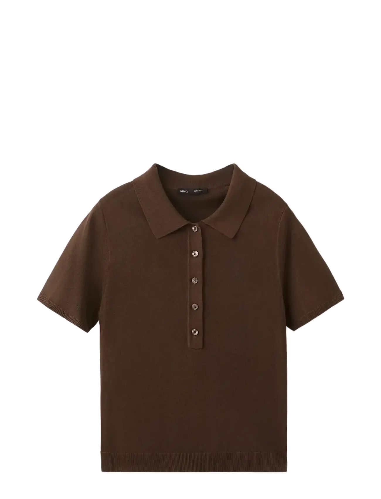 Mango Knitted polo-neck sweater - Clothing - DARK BROWN / brown