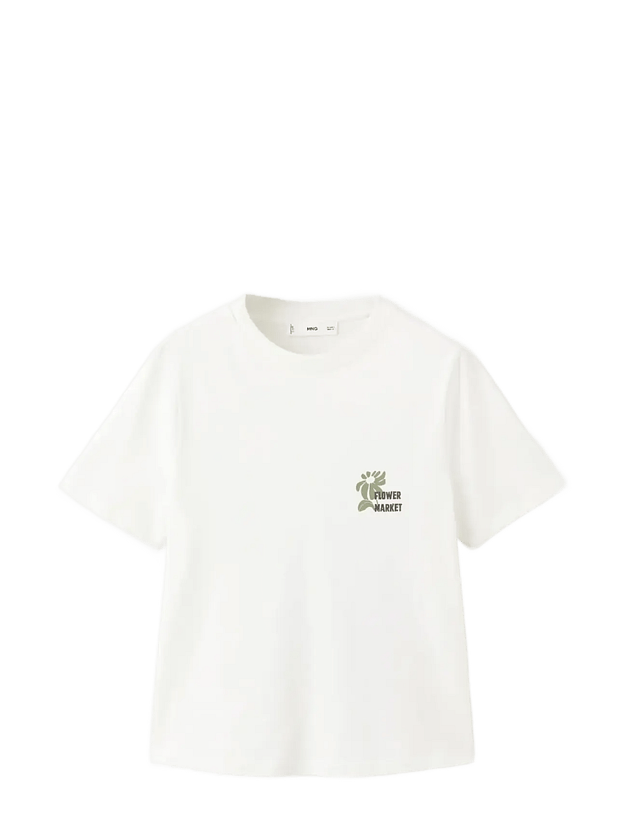 Mango - Printed cotton-blend t-shirt - t-paidat - beige - khaki - 1