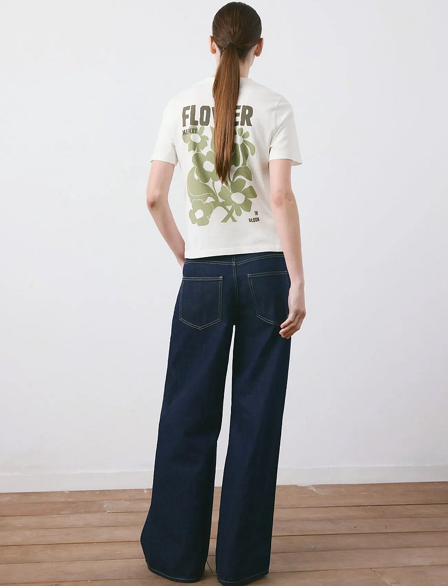Mango - Printed cotton-blend t-shirt - t-paidat - beige - khaki - 2