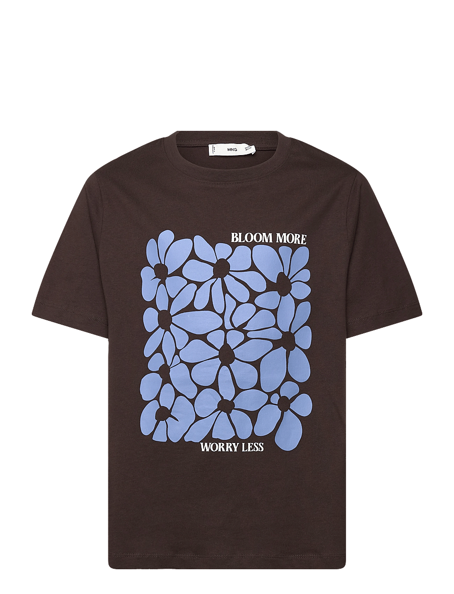 Mango - Printed cotton-blend t-shirt - t-paidat - brown - 1