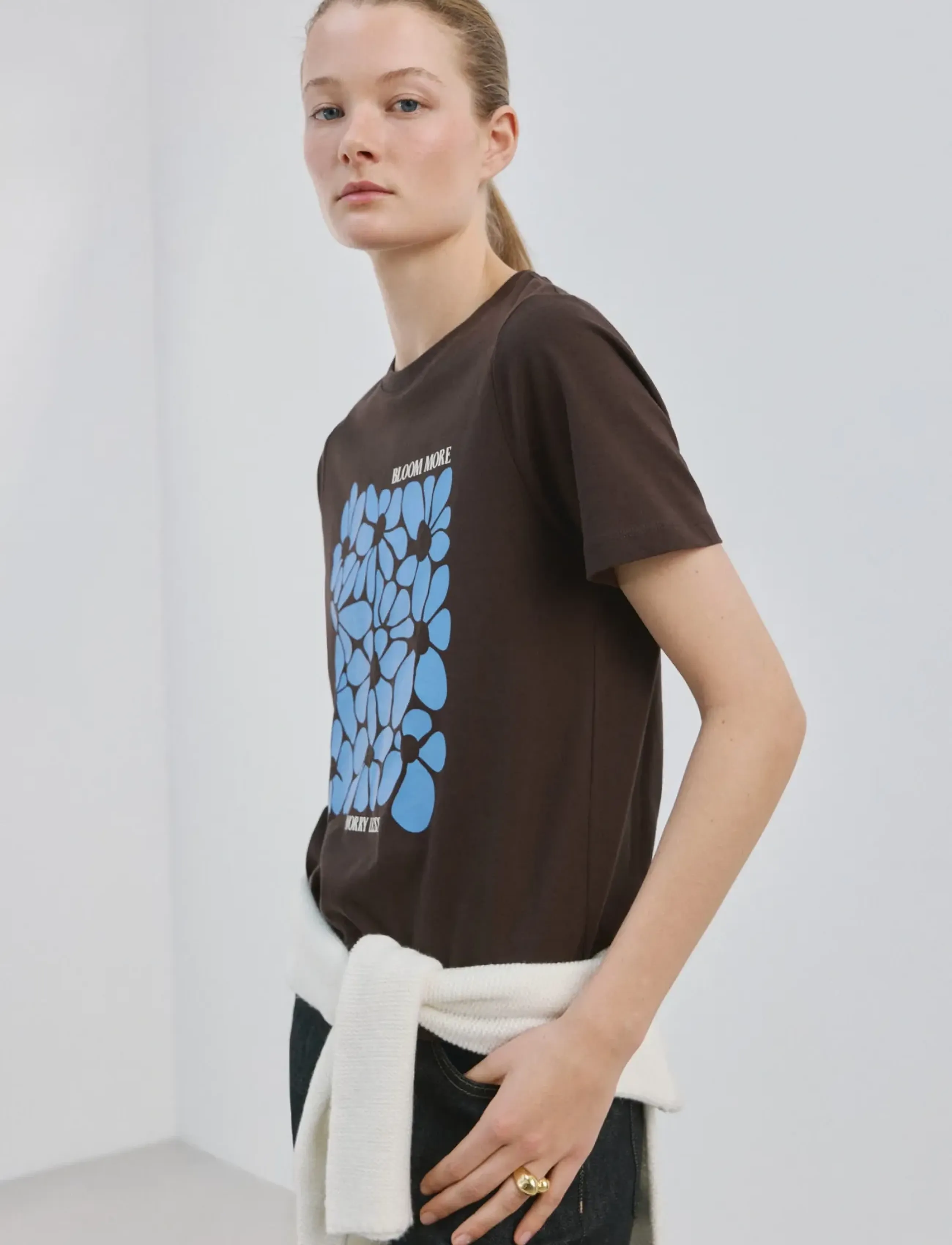 Mango Printed cotton-blend t-shirt - Mango - BROWN / brown