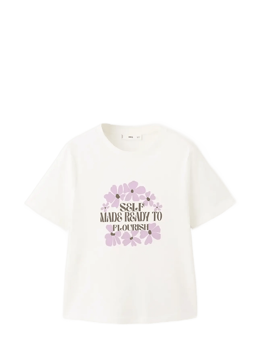 Mango - Printed cotton-blend t-shirt - t-paidat - medium purple - 1