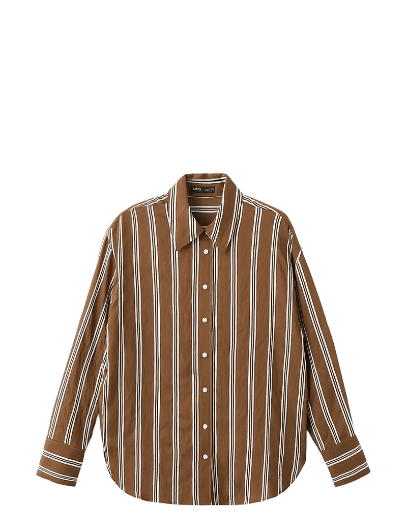 Mango - Striped straight shirt - langærmede skjorter - brown - 1
