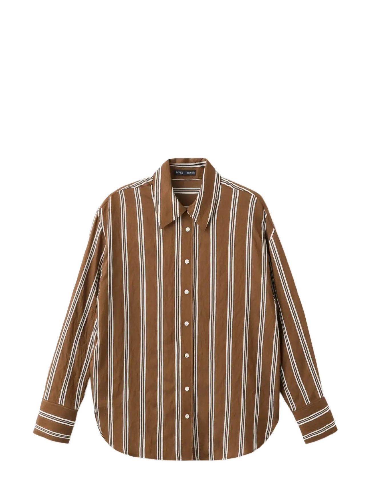 Mango Striped straight shirt - Tøj - BROWN / brown