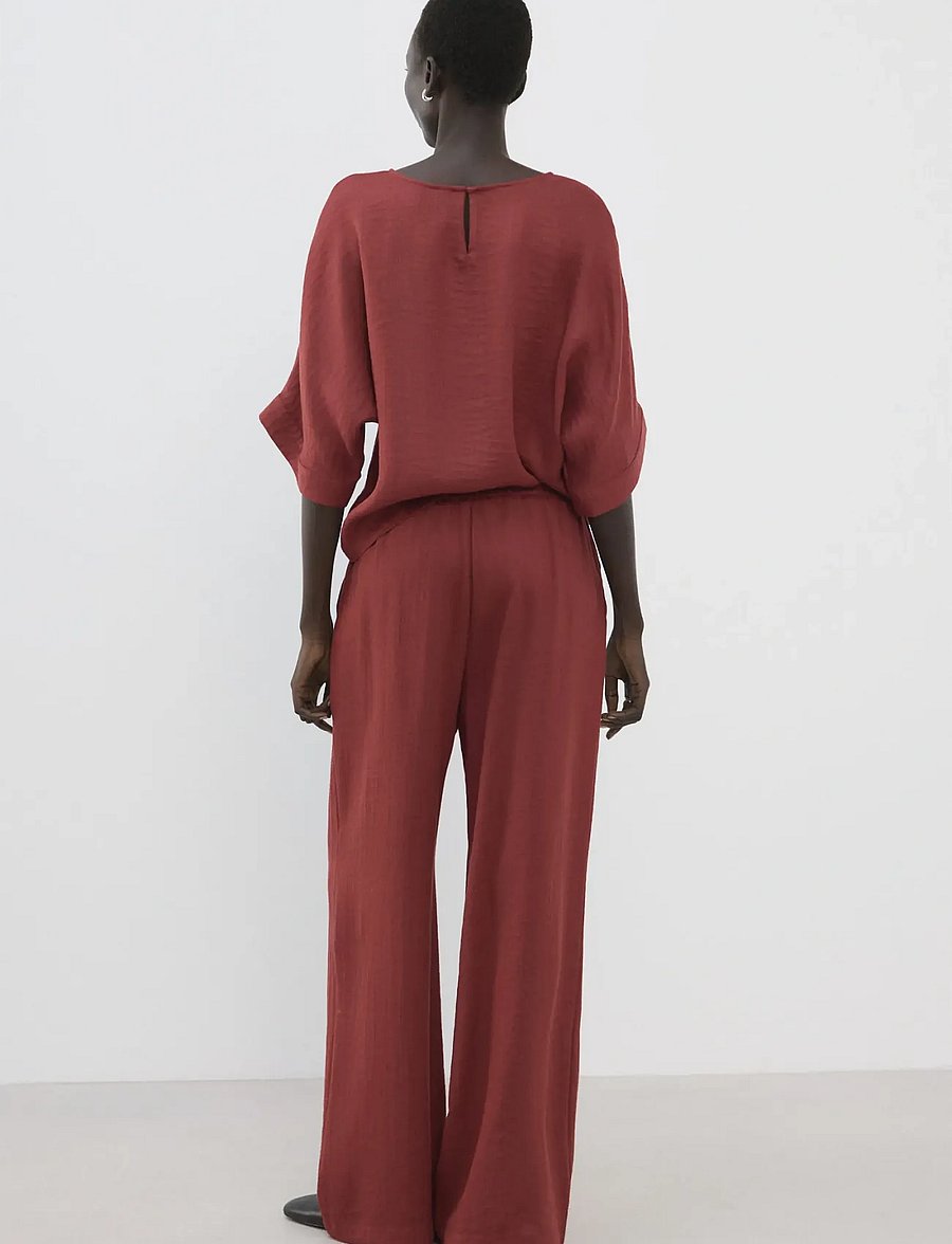 Mango - High-waist palazzo trousers - bukser med brede ben - red - 2