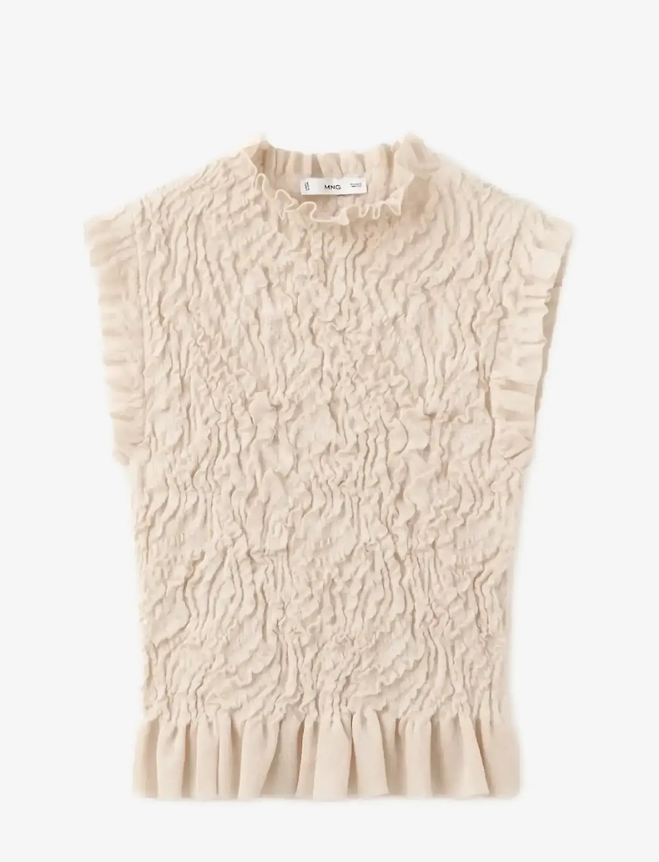 Mango - Textured knit top - light beige - 1