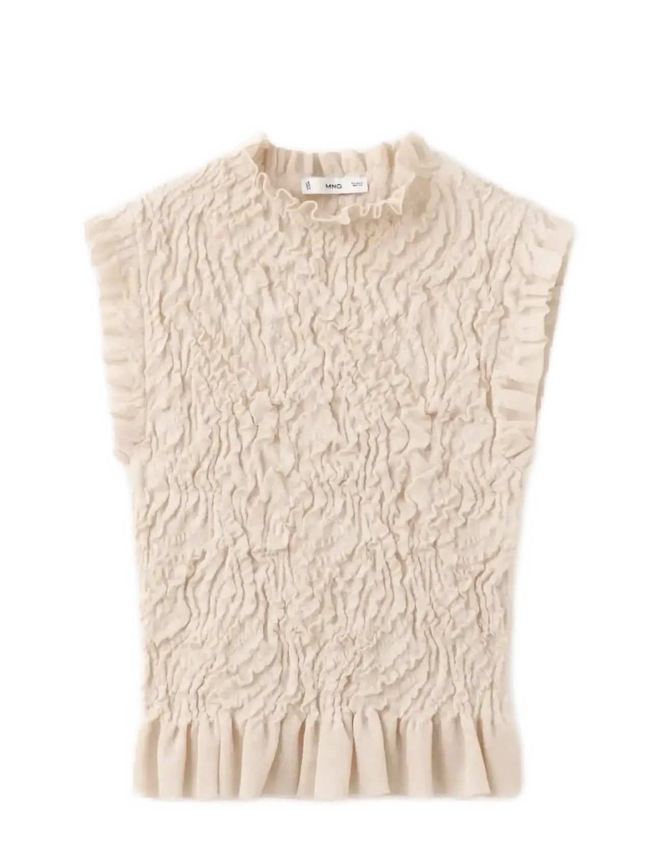Mango Textured knit top - Kläder - LIGHT BEIGE / cream