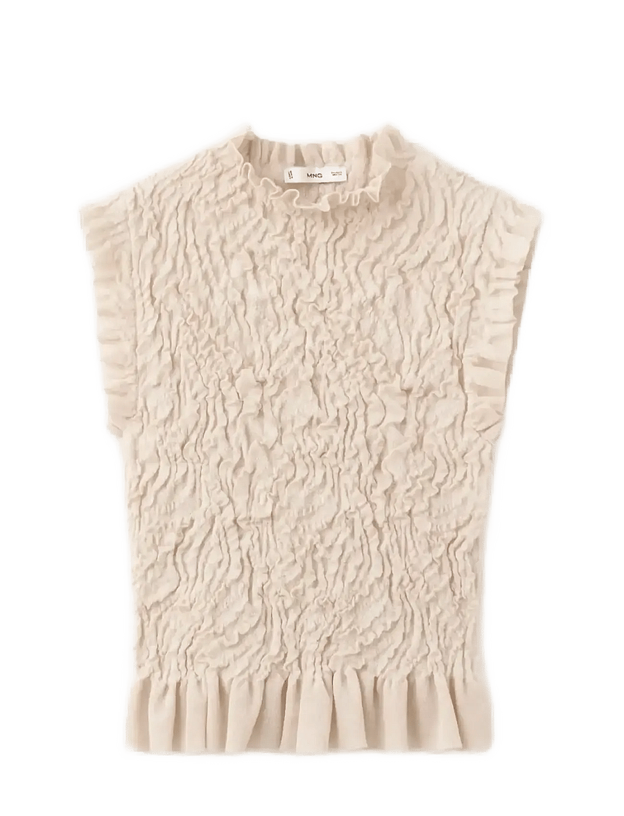 Mango - Textured knit top - tanktops - light beige - 1